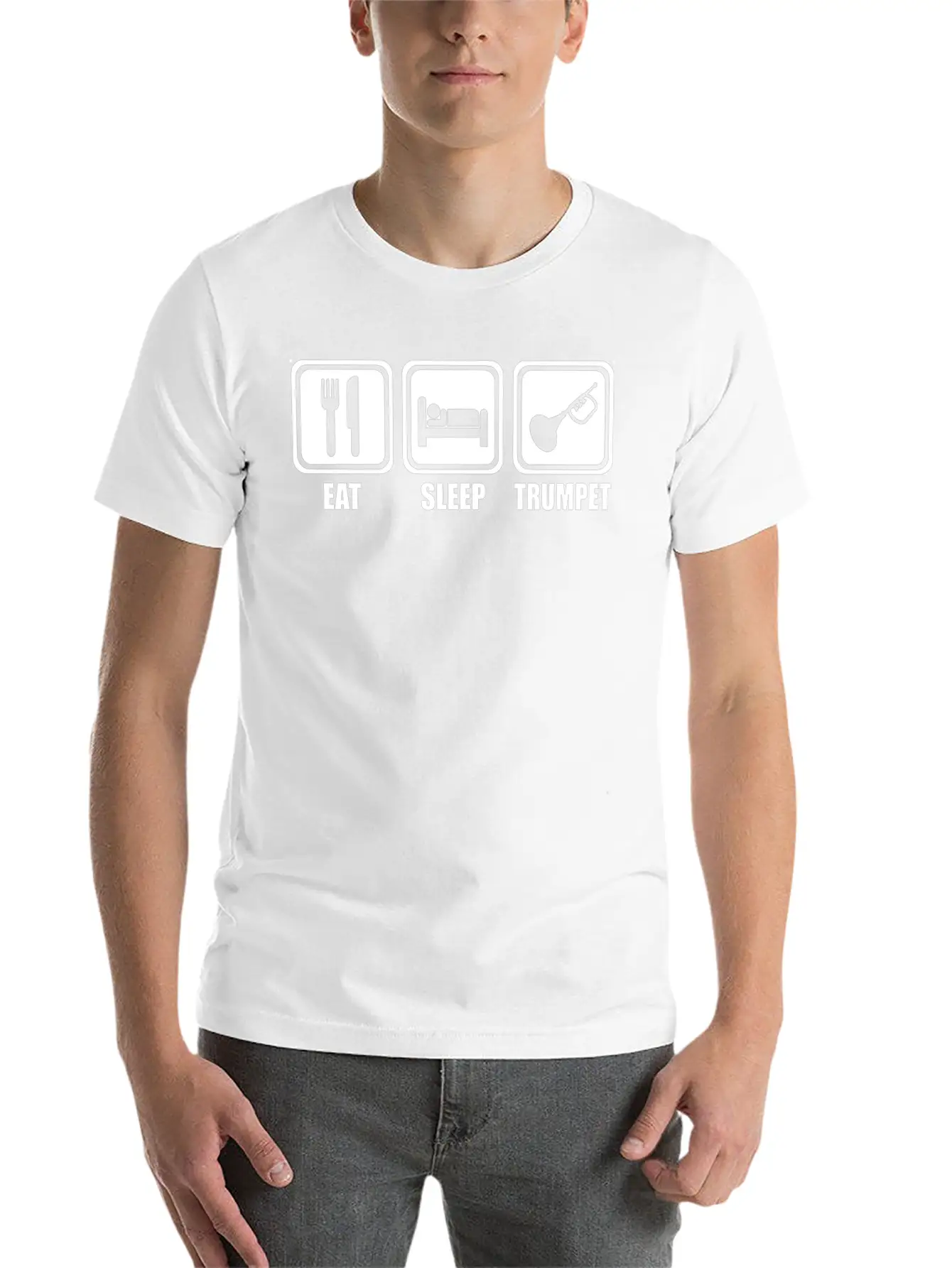 Trumpet - Eat Sleep Play Trumpet Essential Cotton Tee For Daily Outfits – Unisex Style