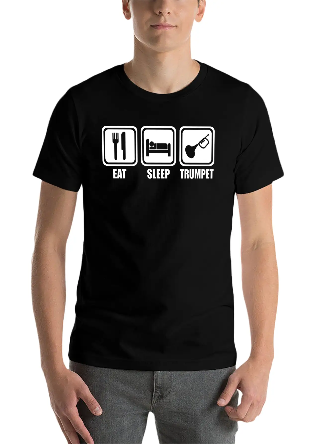 Trumpet - Eat Sleep Play Trumpet Essential Cotton Tee For Daily Outfits – Unisex Style