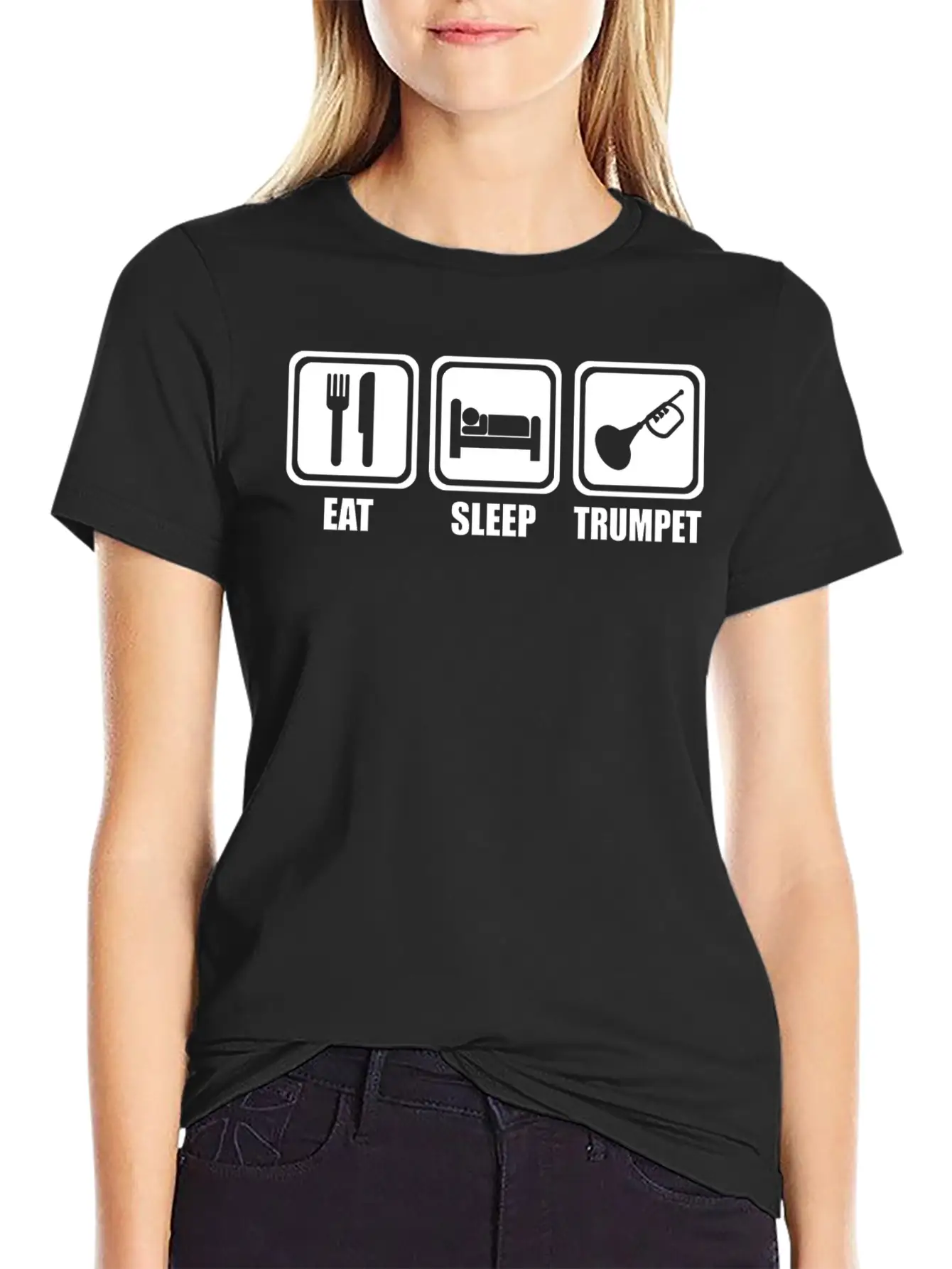 Trumpet - Eat Sleep Play Trumpet Essential Cotton Tee For Daily Outfits – Unisex Style