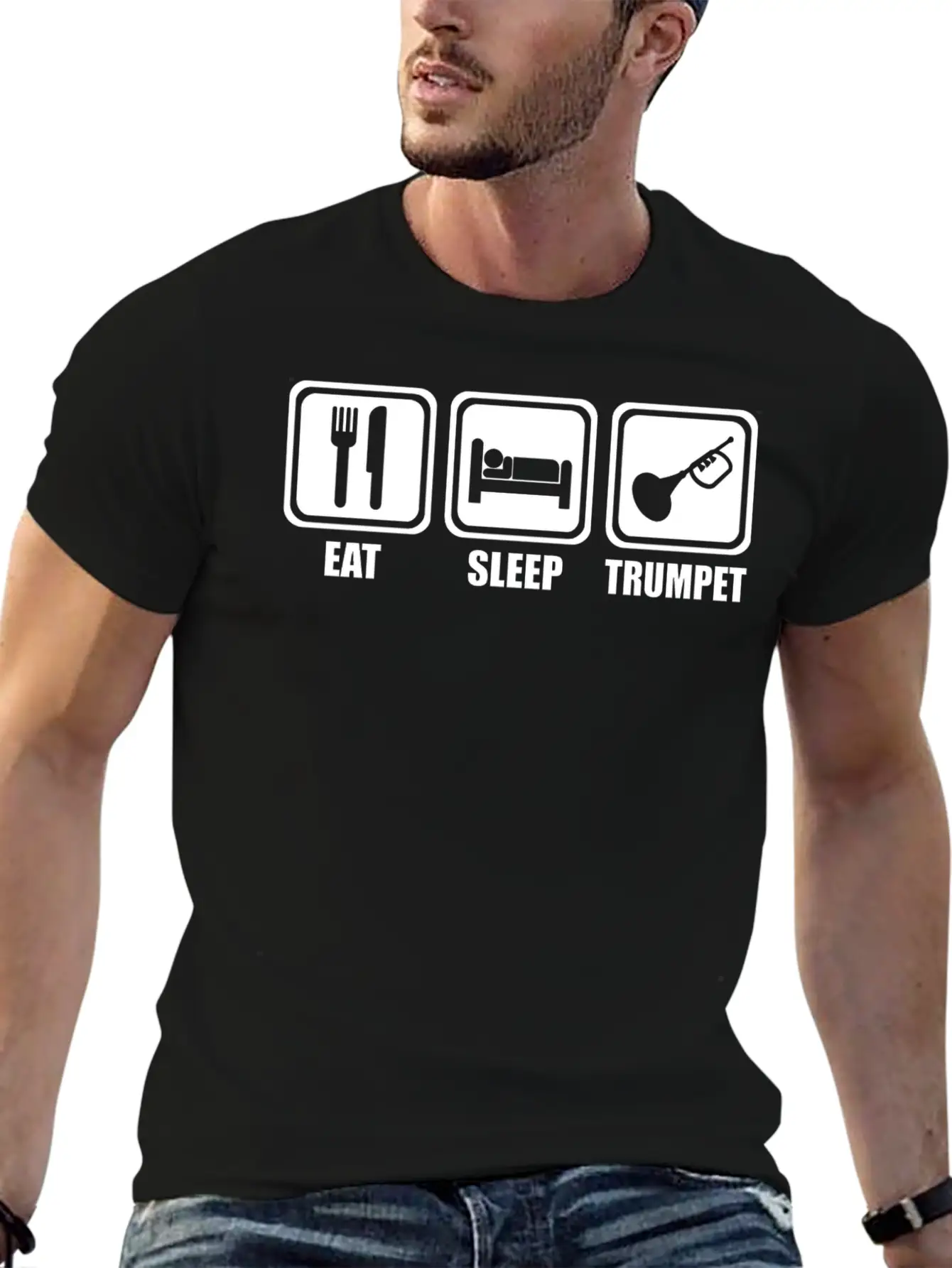 Trumpet - Eat Sleep Play Trumpet Essential Cotton Tee For Daily Outfits – Unisex Style