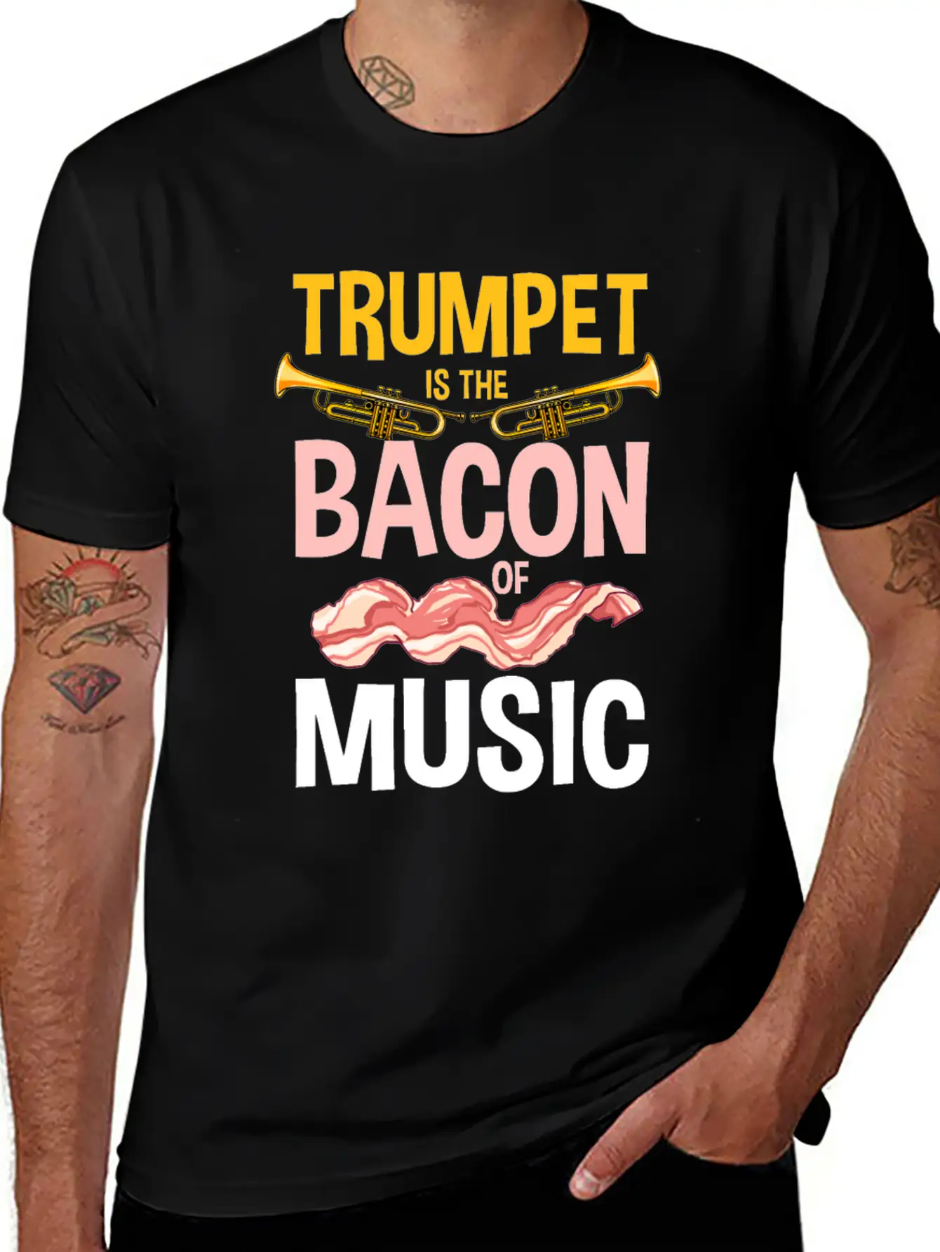 Trumpet Is The Bacon Of Music Lightweight Cotton T-Shirt – Daily Comfort Graphic Shirt