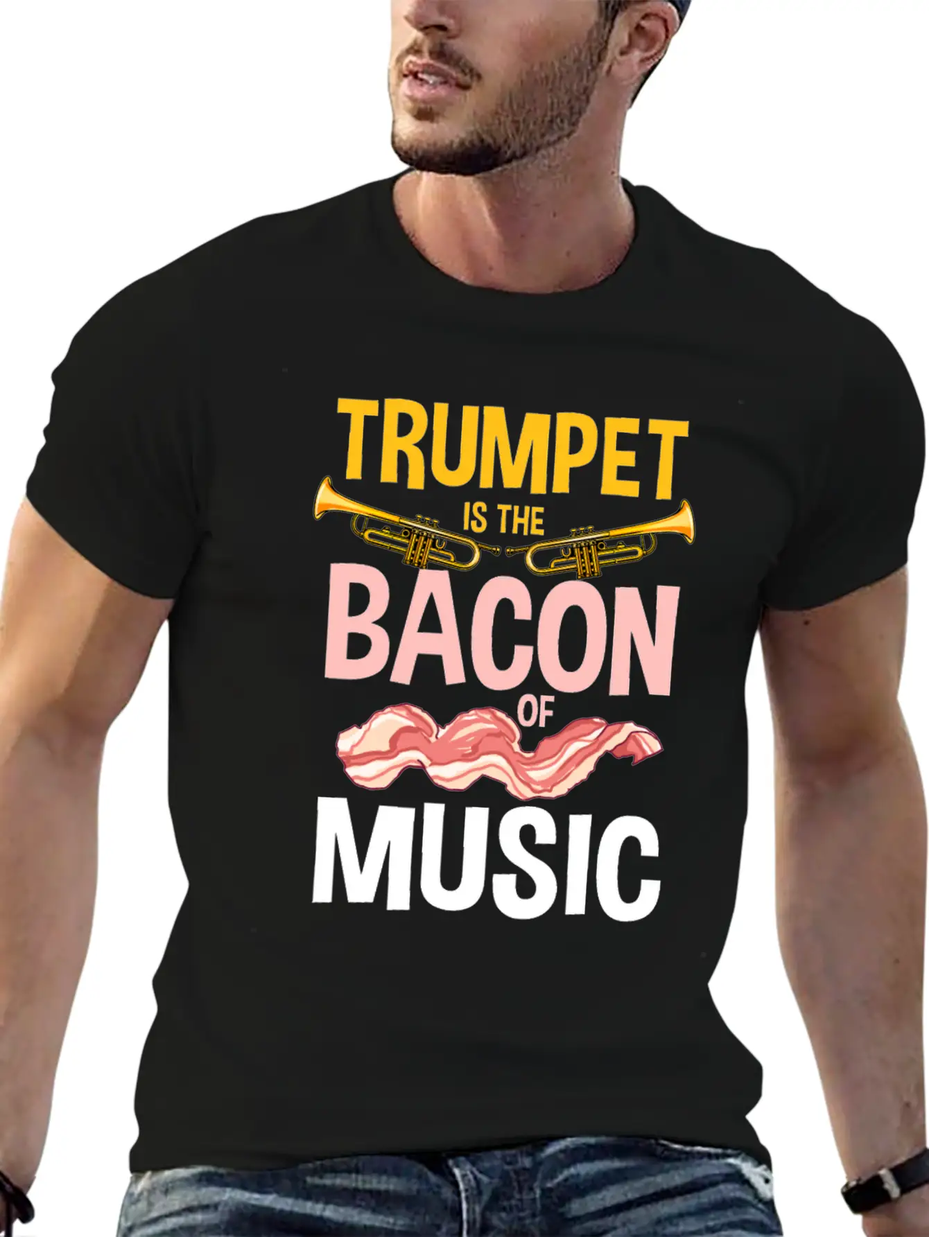 Trumpet Is The Bacon Of Music Lightweight Cotton T-Shirt – Daily Comfort Graphic Shirt