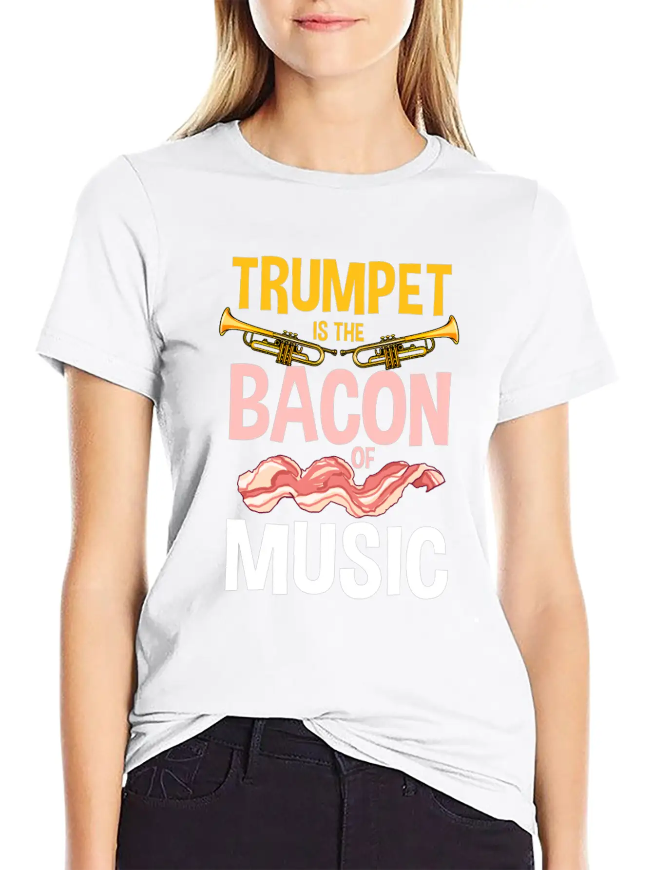 Trumpet Is The Bacon Of Music Lightweight Cotton T-Shirt – Daily Comfort Graphic Shirt