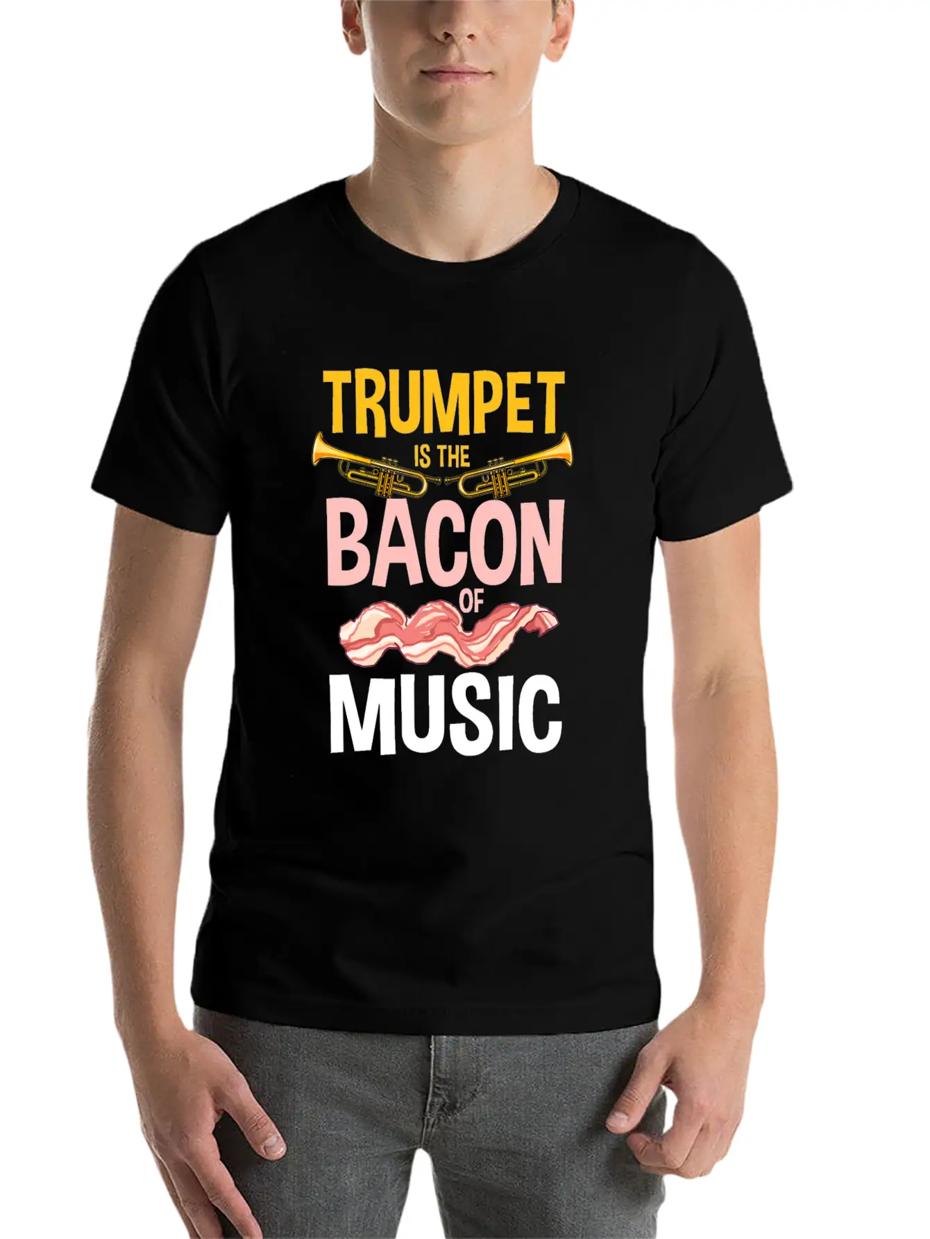 Trumpet Is The Bacon Of Music Lightweight Cotton T-Shirt – Daily Comfort Graphic Shirt