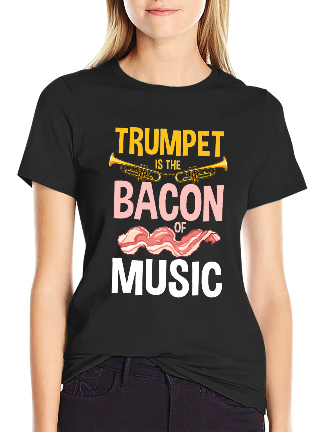Trumpet Is The Bacon Of Music Lightweight Cotton T-Shirt – Daily Comfort Graphic Shirt
