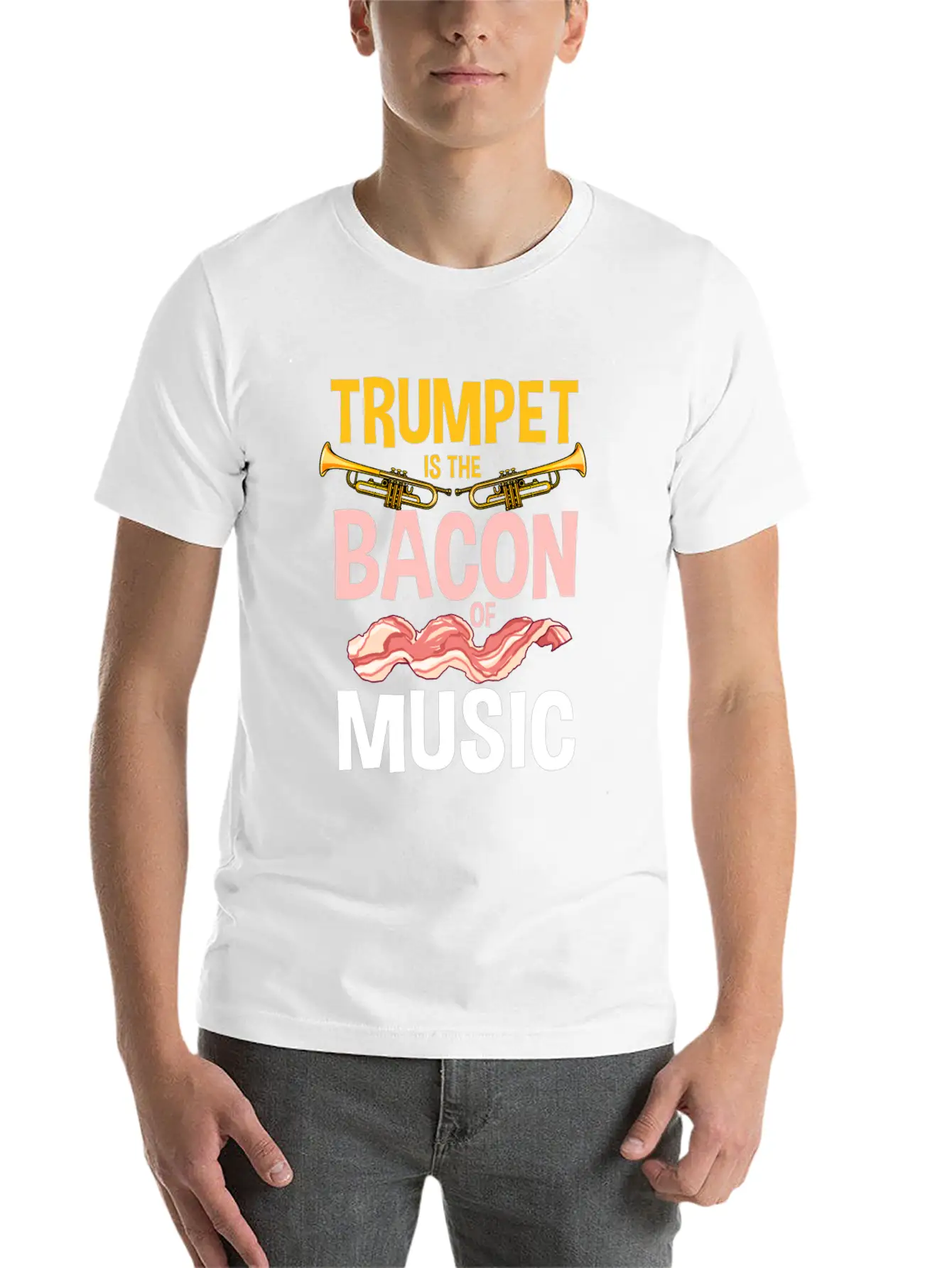 Trumpet Is The Bacon Of Music Lightweight Cotton T-Shirt – Daily Comfort Graphic Shirt