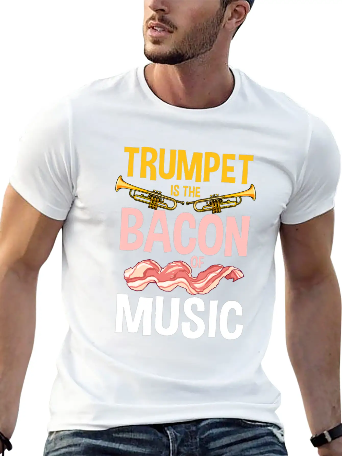 Trumpet Is The Bacon Of Music Lightweight Cotton T-Shirt – Daily Comfort Graphic Shirt