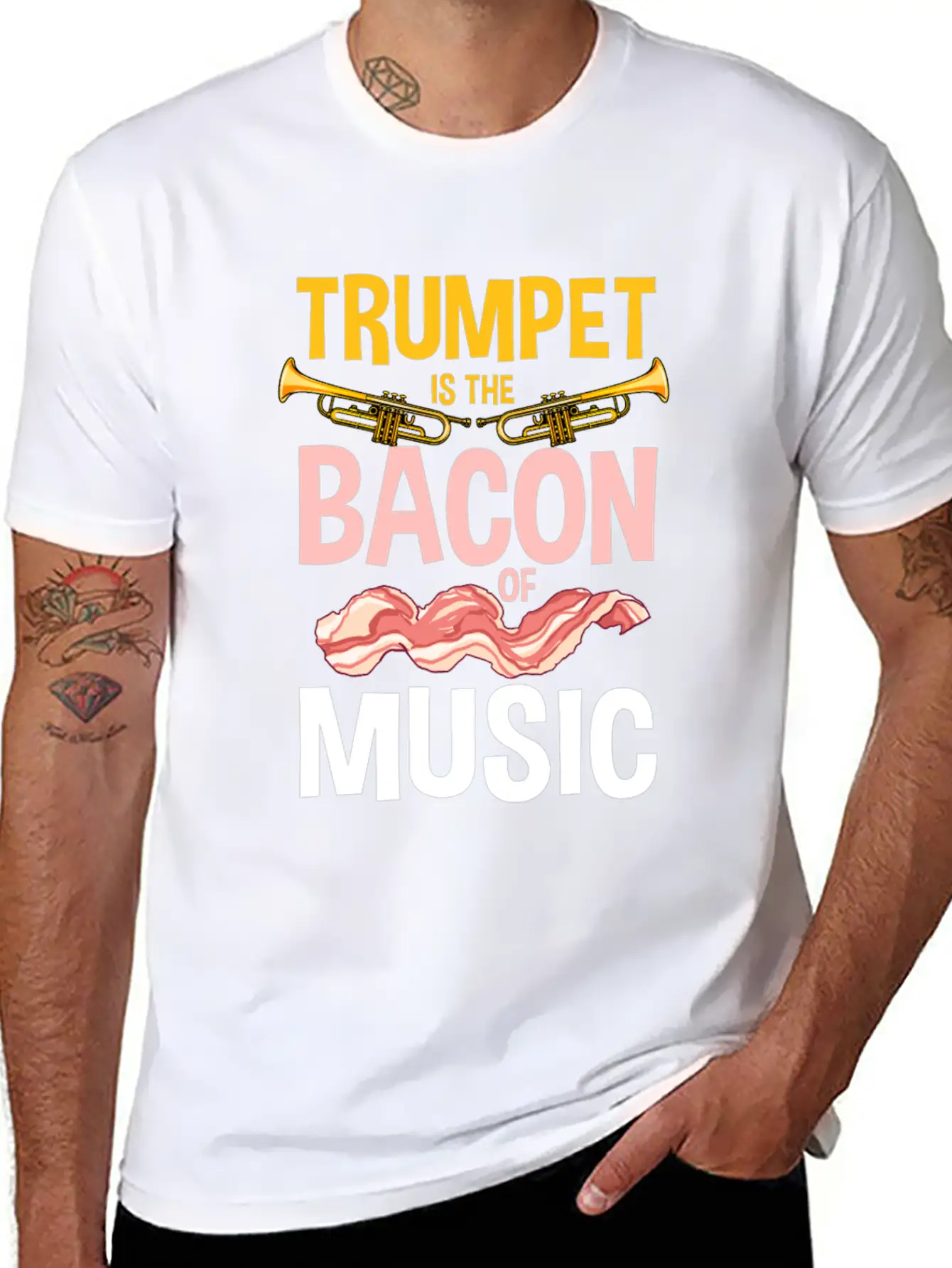 Trumpet Is The Bacon Of Music Lightweight Cotton T-Shirt – Daily Comfort Graphic Shirt