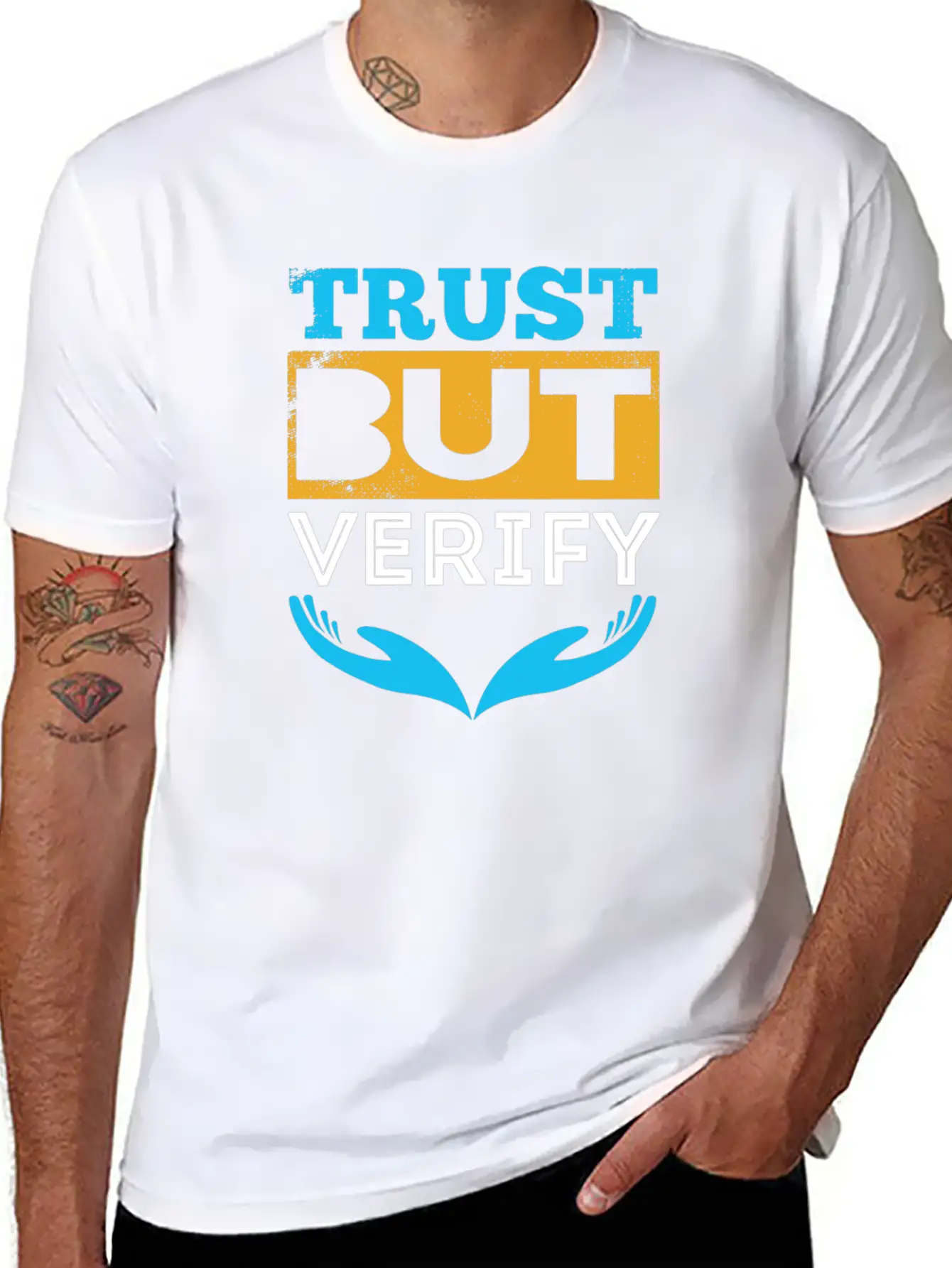 Trust But Verify Modern Fit Casual T-Shirt – Clean And Versatile Design