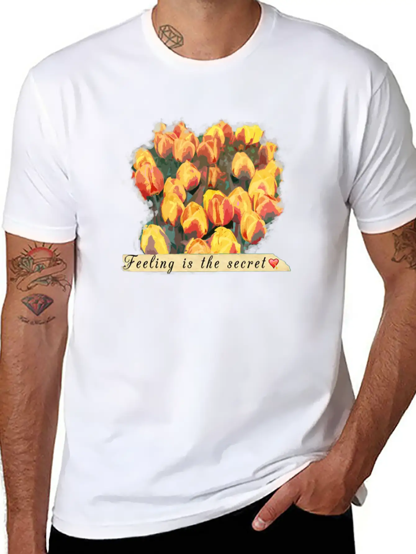 Tulips Comfortable Minimalist Graphic Tee – Summer Style Essential