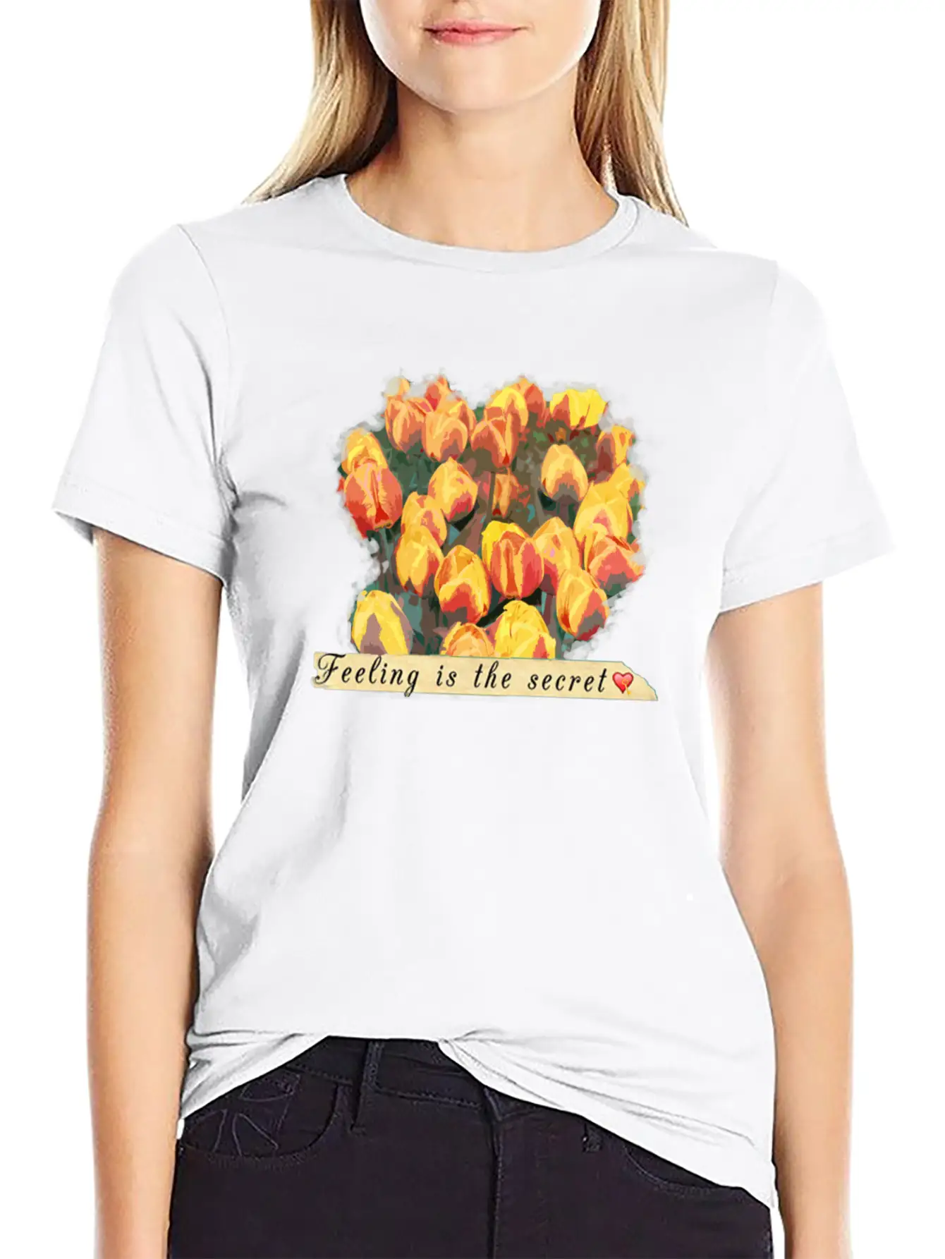 Tulips Comfortable Minimalist Graphic Tee – Summer Style Essential