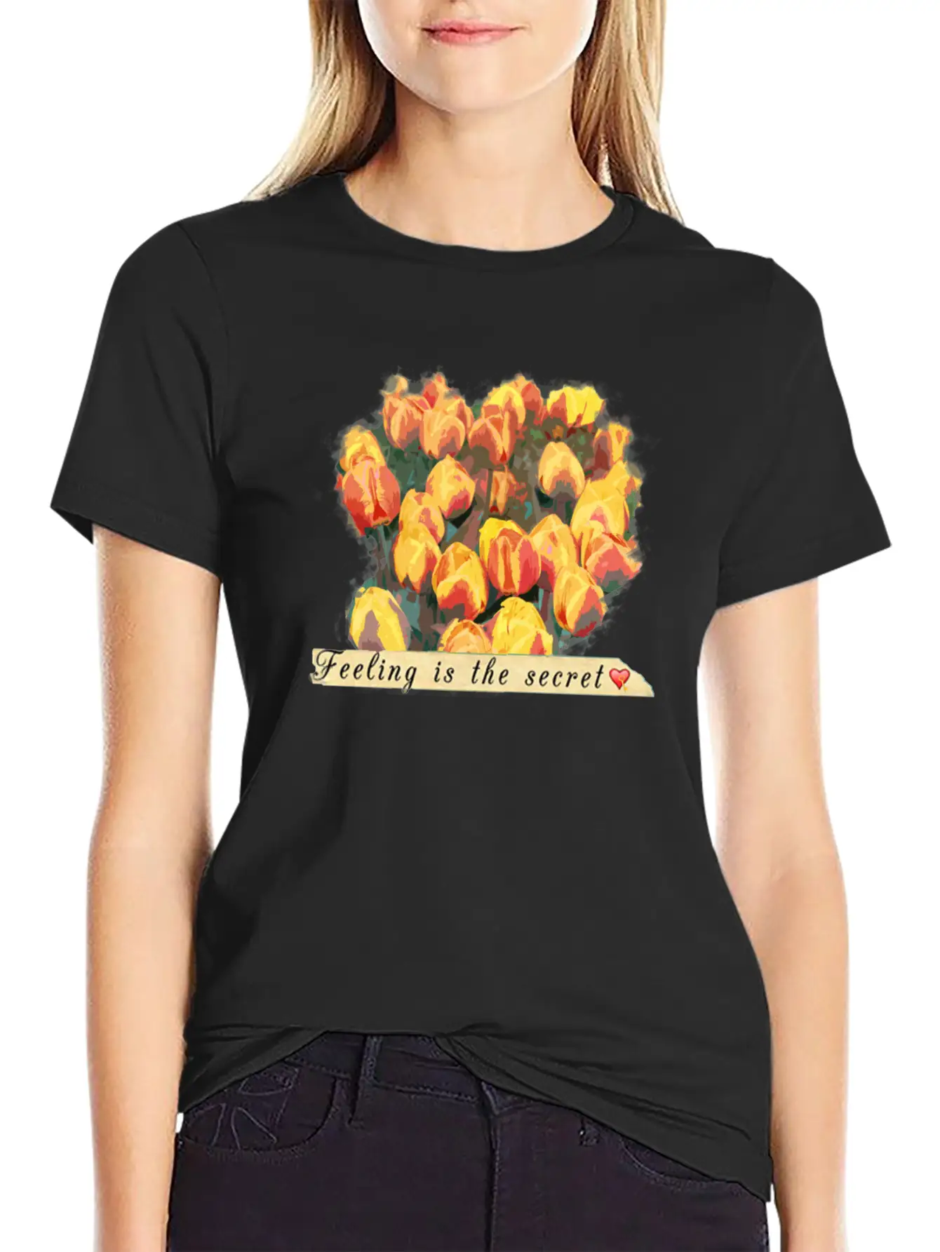 Tulips Comfortable Minimalist Graphic Tee – Summer Style Essential