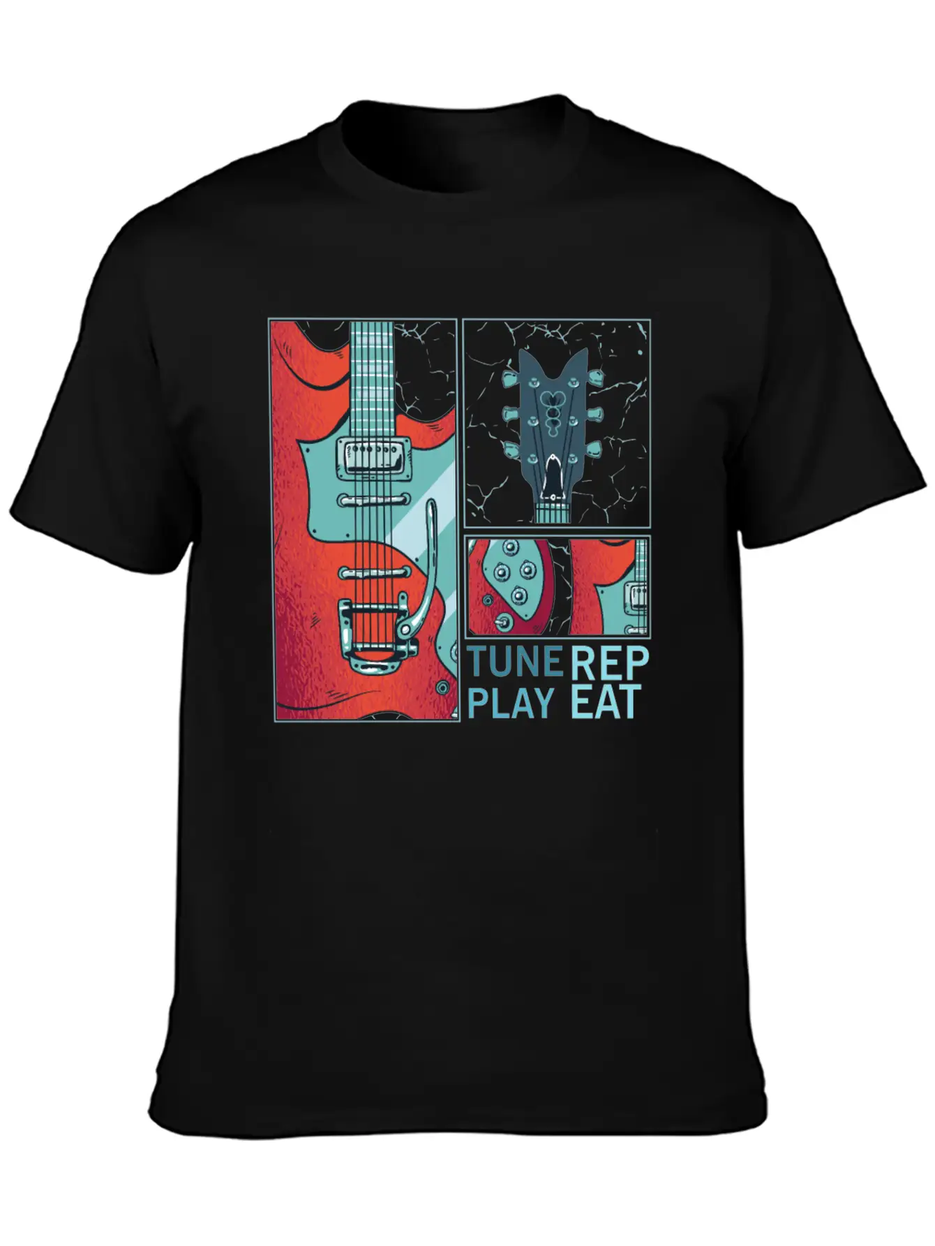 Tune Play Repeat Electric Guitarist Music Unisex Casual T-Shirt – Clean Design For Daily Comfort