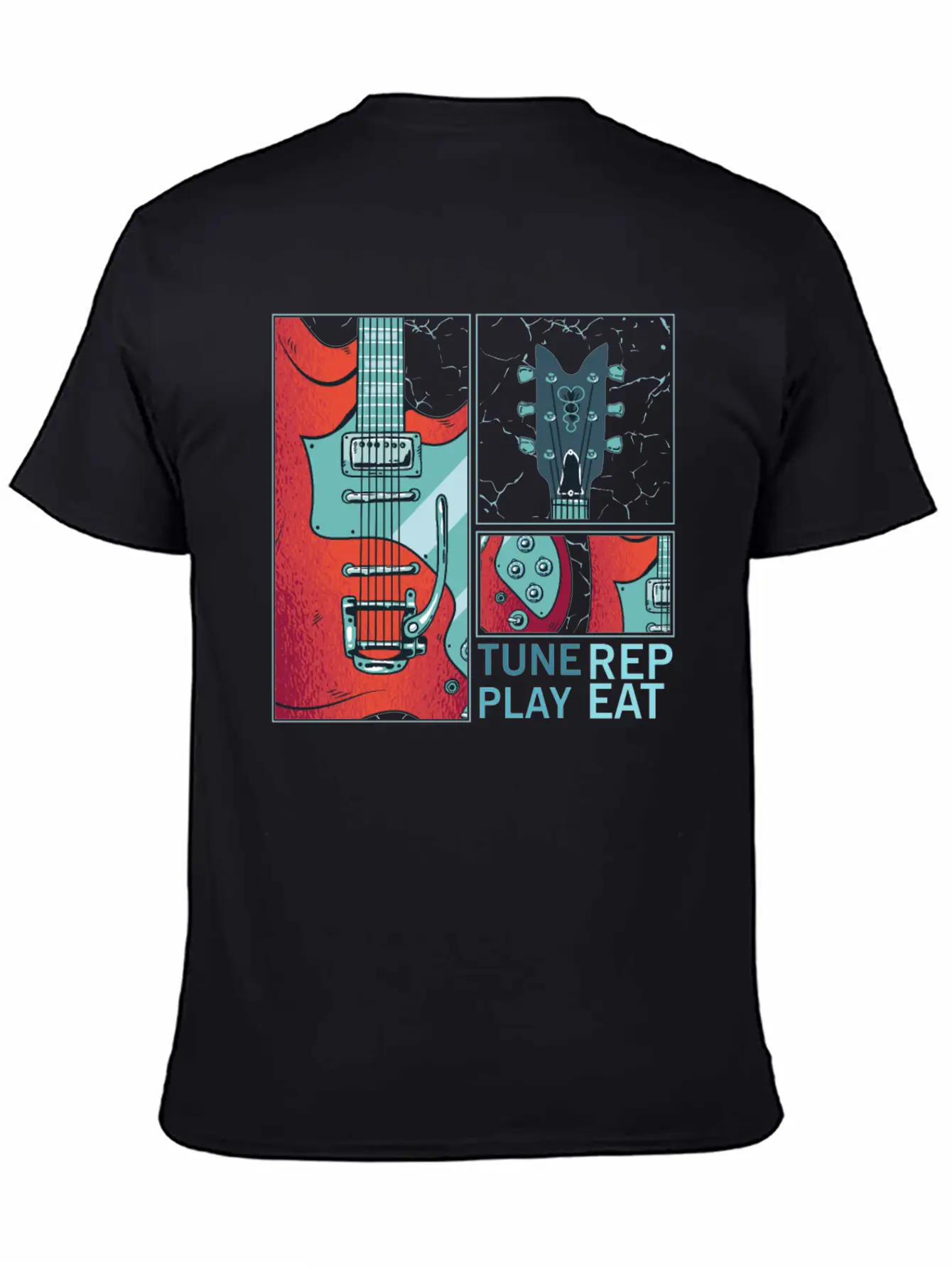 Tune Play Repeat Electric Guitarist Music Unisex Casual T-Shirt – Clean Design For Daily Comfort