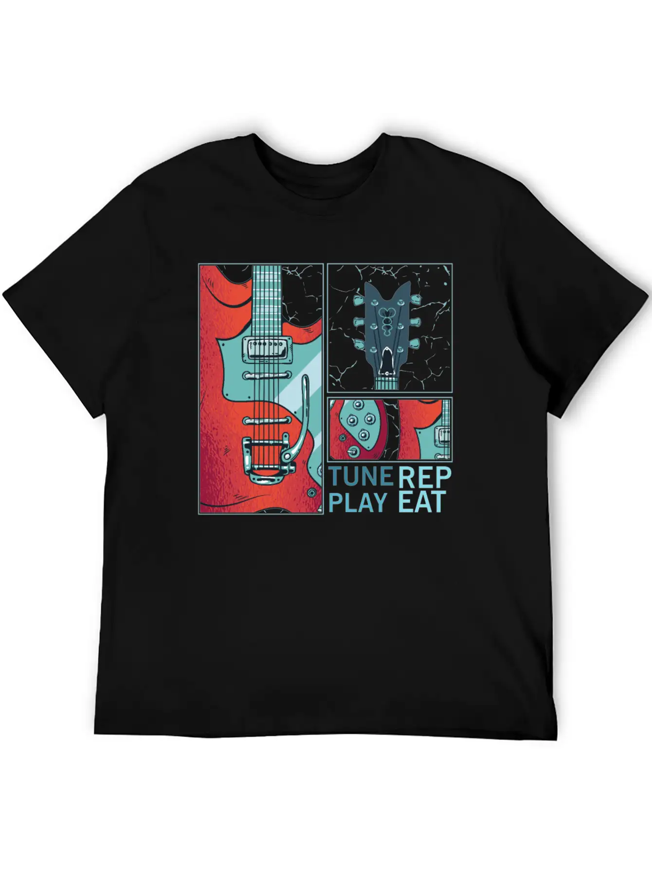 Tune Play Repeat Electric Guitarist Music Unisex Casual T-Shirt – Clean Design For Daily Comfort