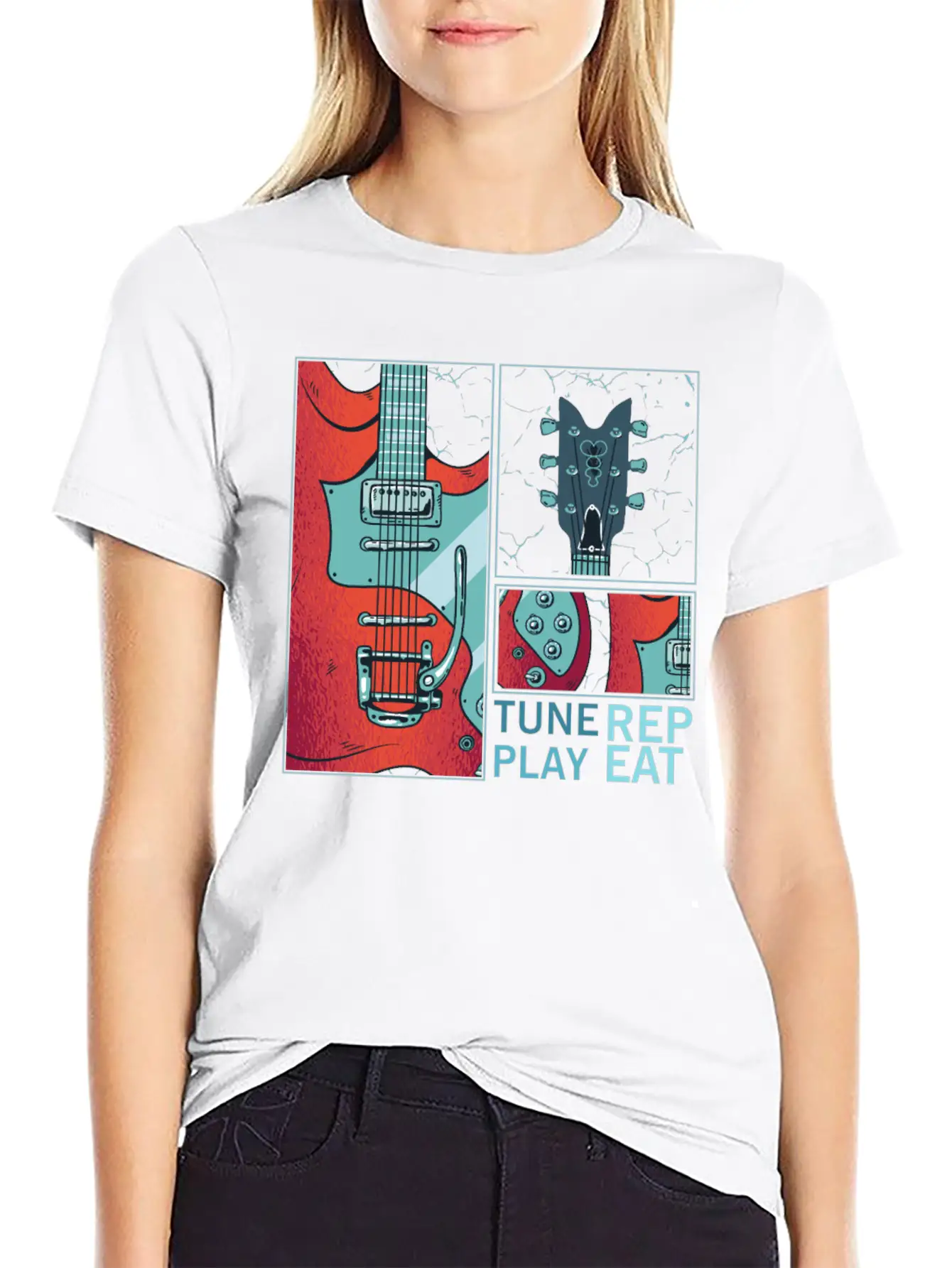 Tune Play Repeat Electric Guitarist Music Unisex Casual T-Shirt – Clean Design For Daily Comfort