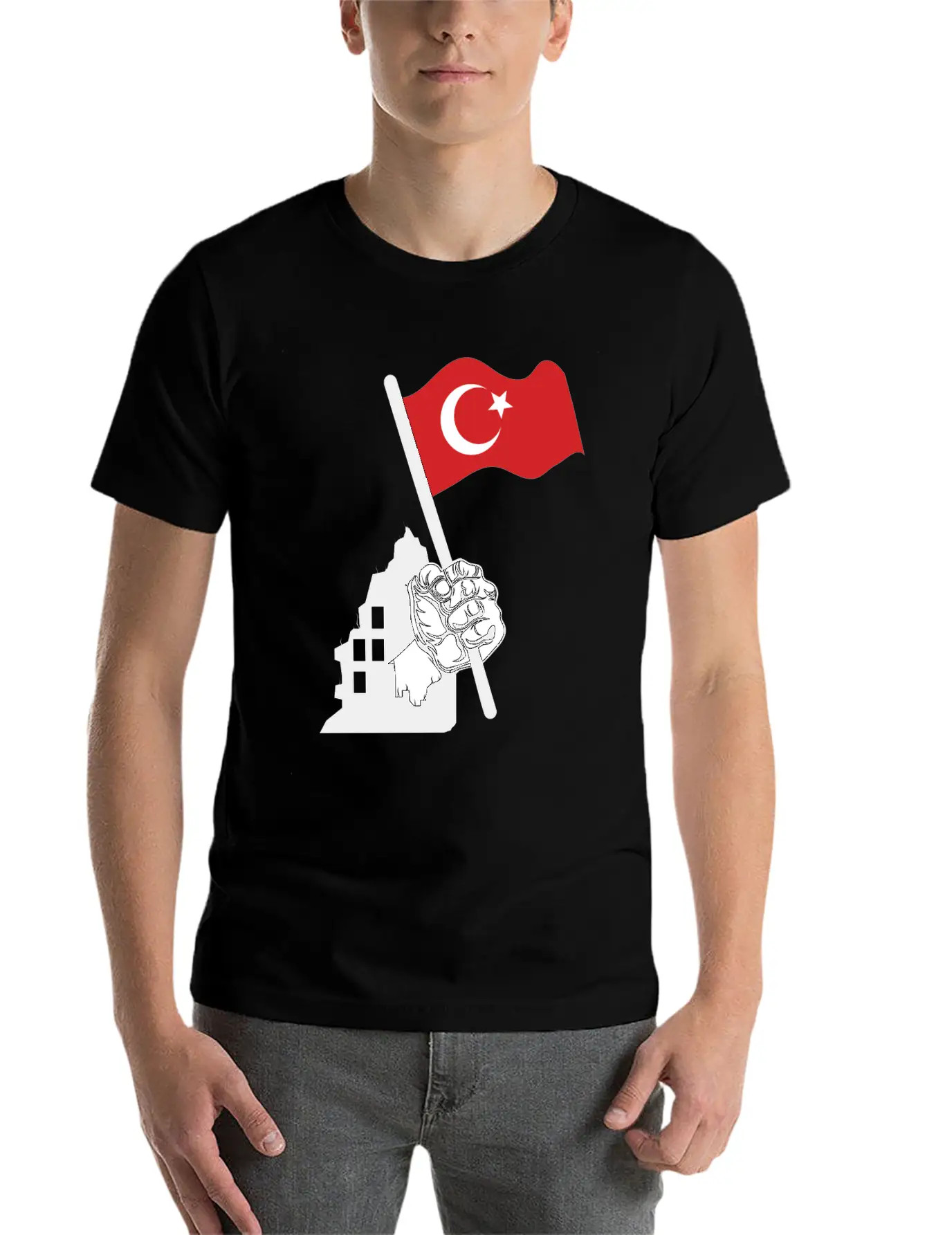 Turkey Flag Hand Classic Fit Graphic Tee For Daily Comfort – Unisex Cotton Shirt