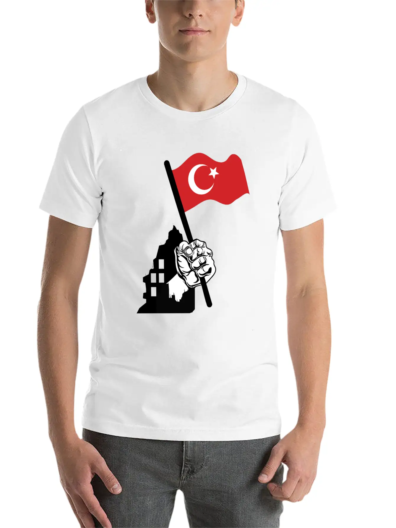 Turkey Flag Hand Classic Fit Graphic Tee For Daily Comfort – Unisex Cotton Shirt