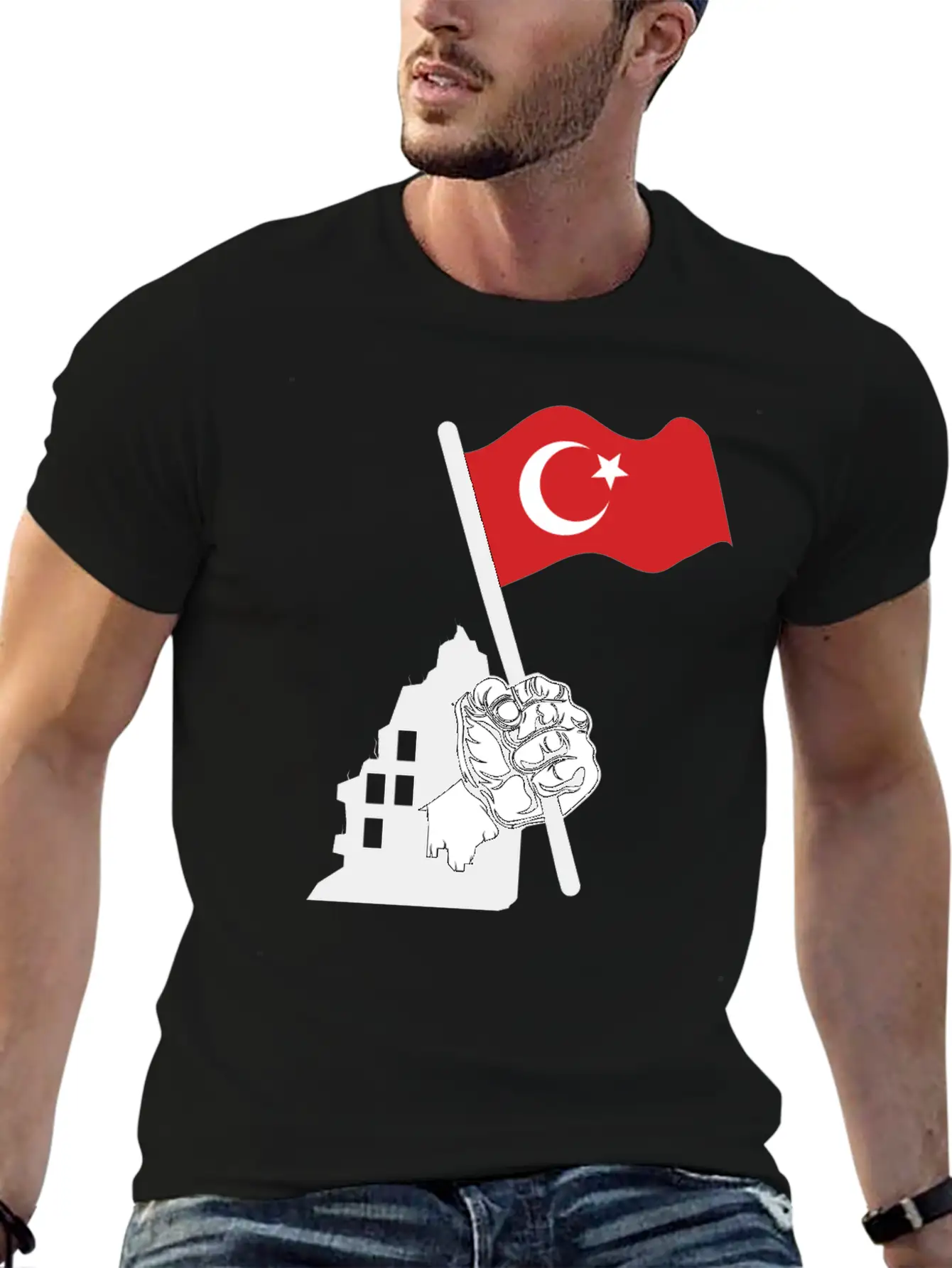 Turkey Flag Hand Classic Fit Graphic Tee For Daily Comfort – Unisex Cotton Shirt