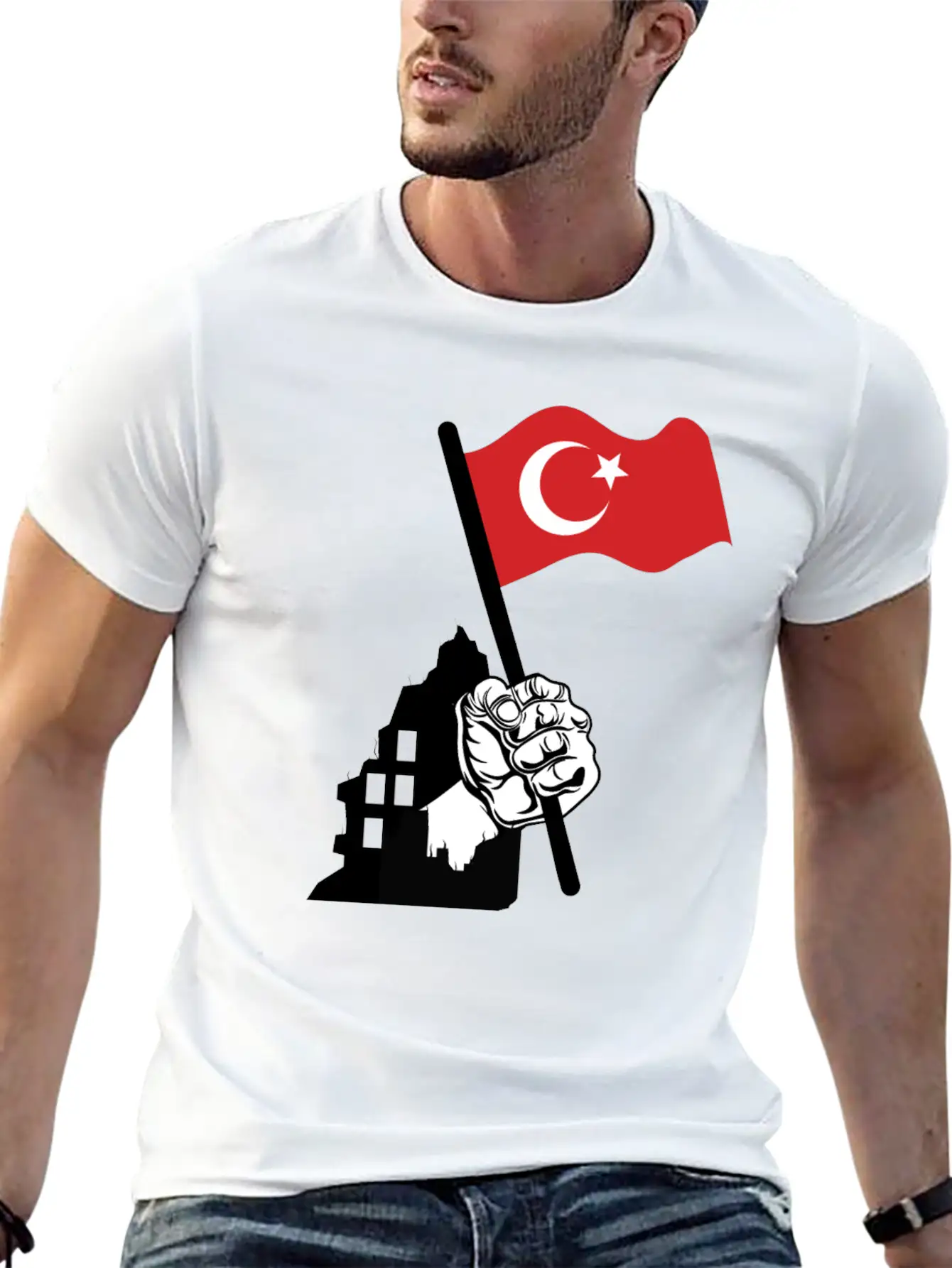 Turkey Flag Hand Classic Fit Graphic Tee For Daily Comfort – Unisex Cotton Shirt