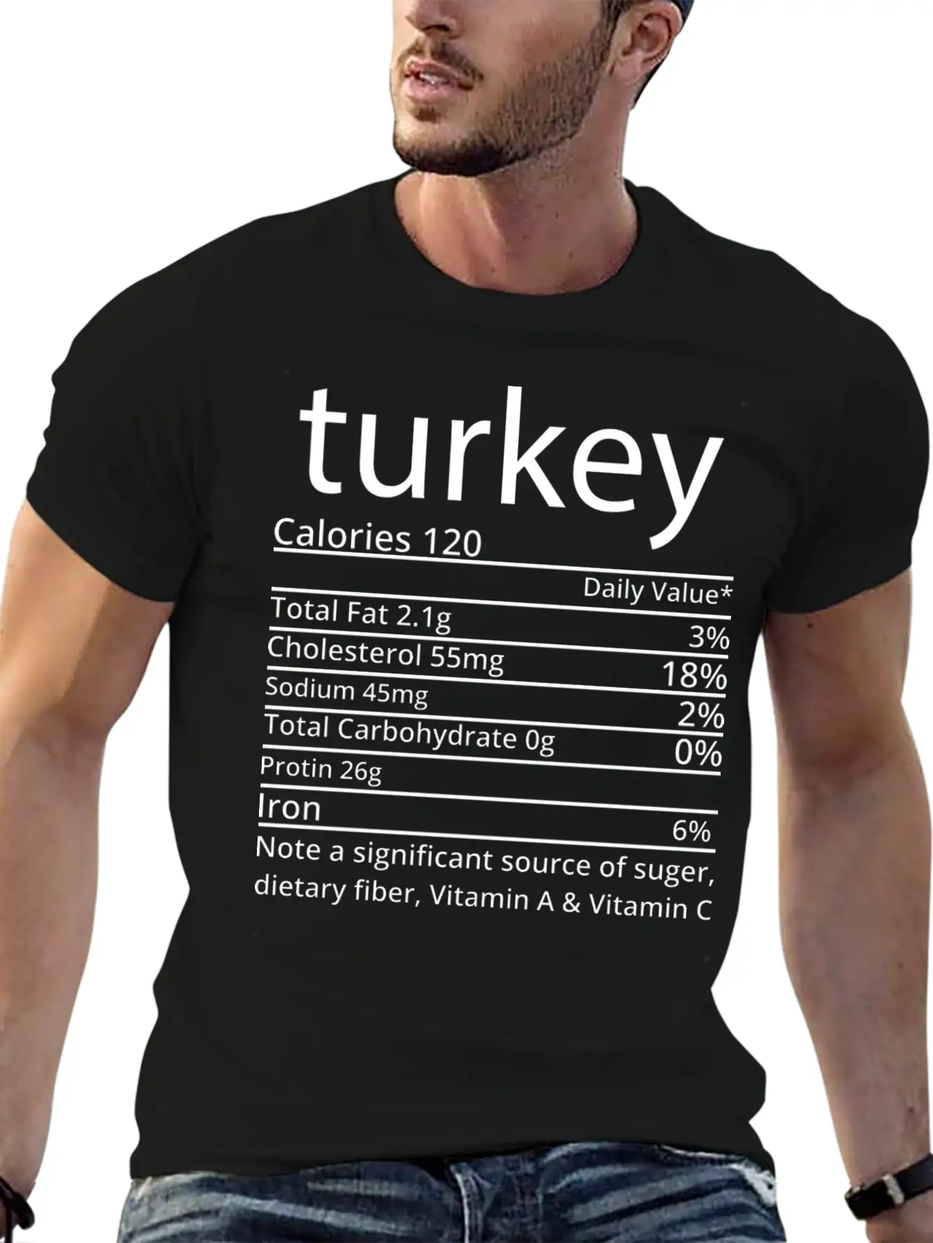 Turkey Nutrition Facts Thanksgiving T Shirt Basic Graphic T-Shirt – Daily Comfort In Soft Cotton