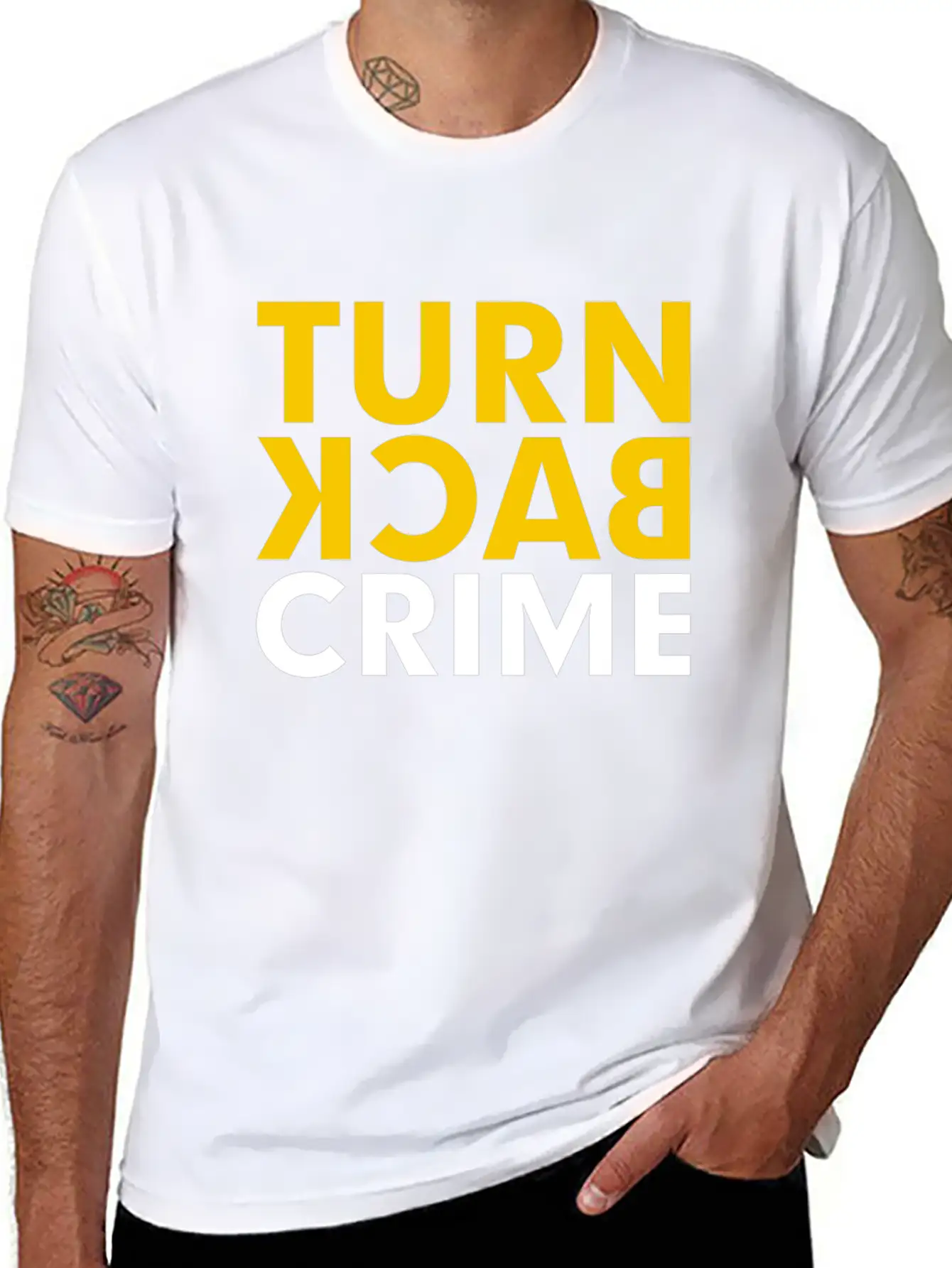 Turn Back Crime Campaign Slogan Sign Classic Fit Graphic Tee For Daily Comfort – Unisex Cotton Shirt
