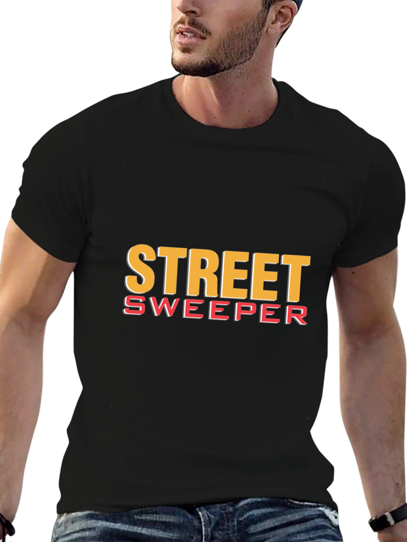 Street Sweeper Graphic Tee - Black Cotton T-Shirt