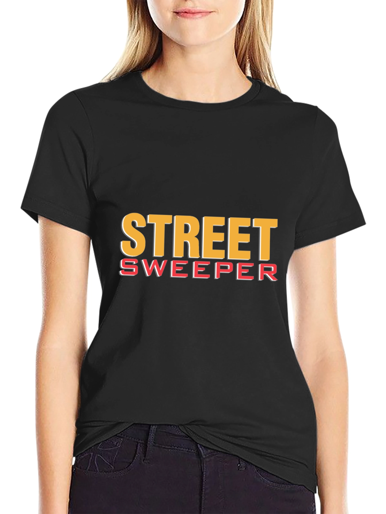 Street Sweeper Graphic Tee - Black Cotton T-Shirt