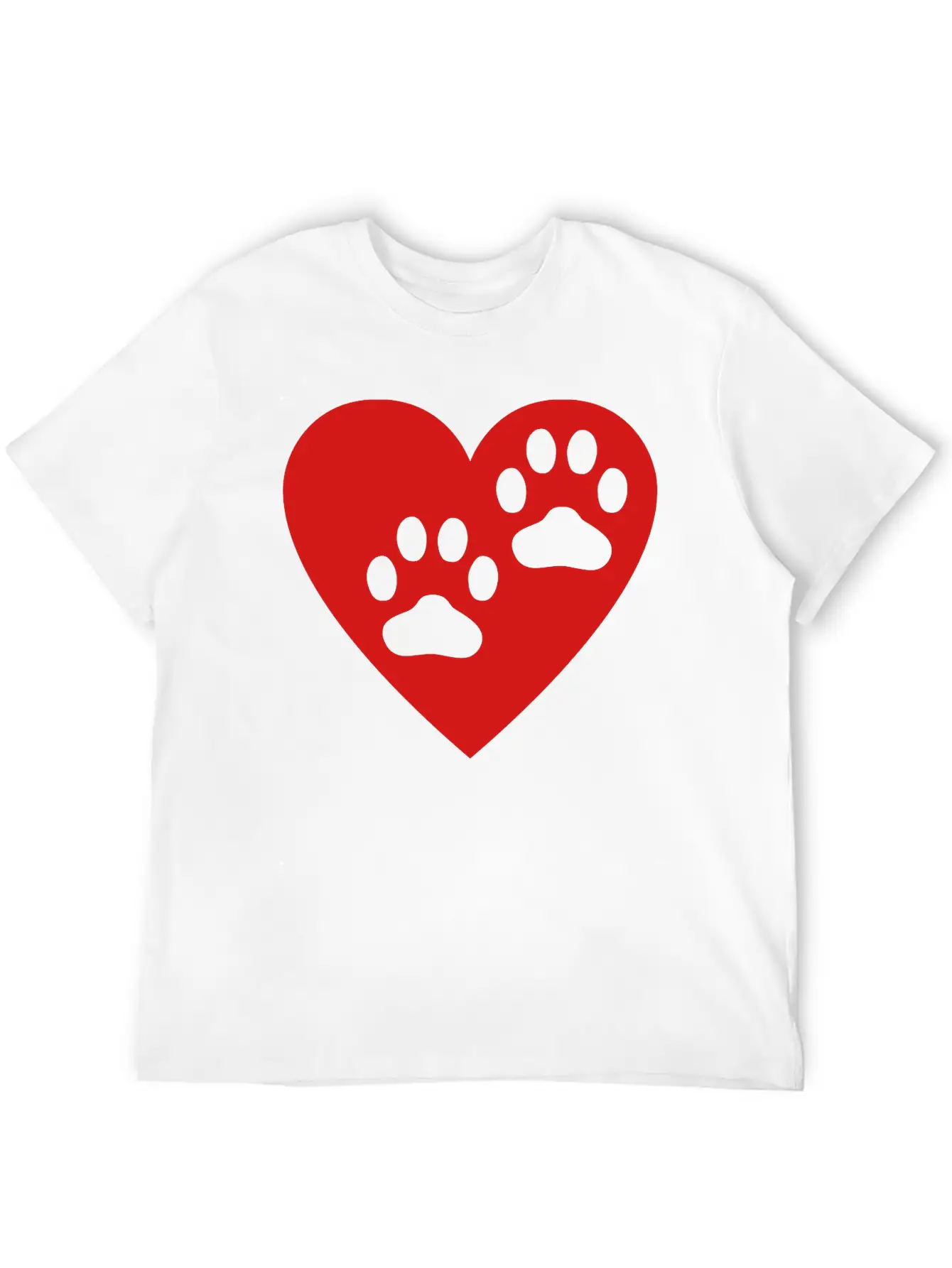 Two Paw Print In Heart Essential Cotton Tee For Daily Outfits – Unisex Style