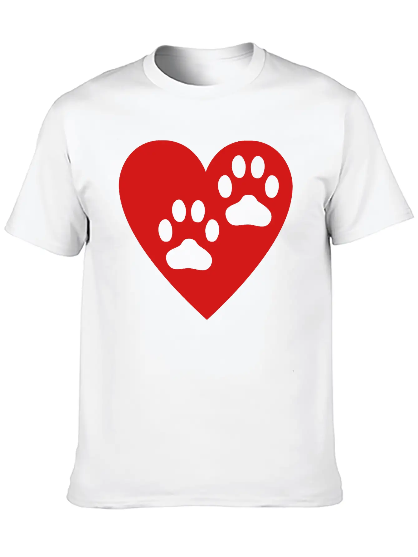 Two Paw Print In Heart Essential Cotton Tee For Daily Outfits – Unisex Style