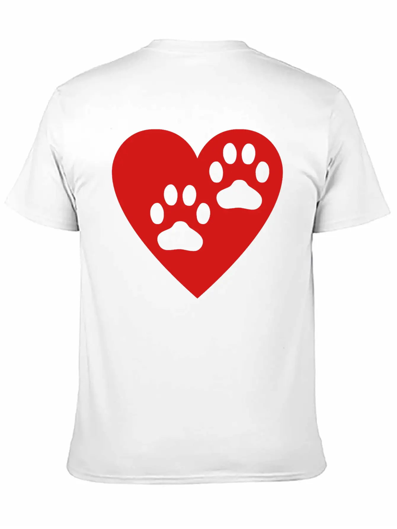 Two Paw Print In Heart Essential Cotton Tee For Daily Outfits – Unisex Style