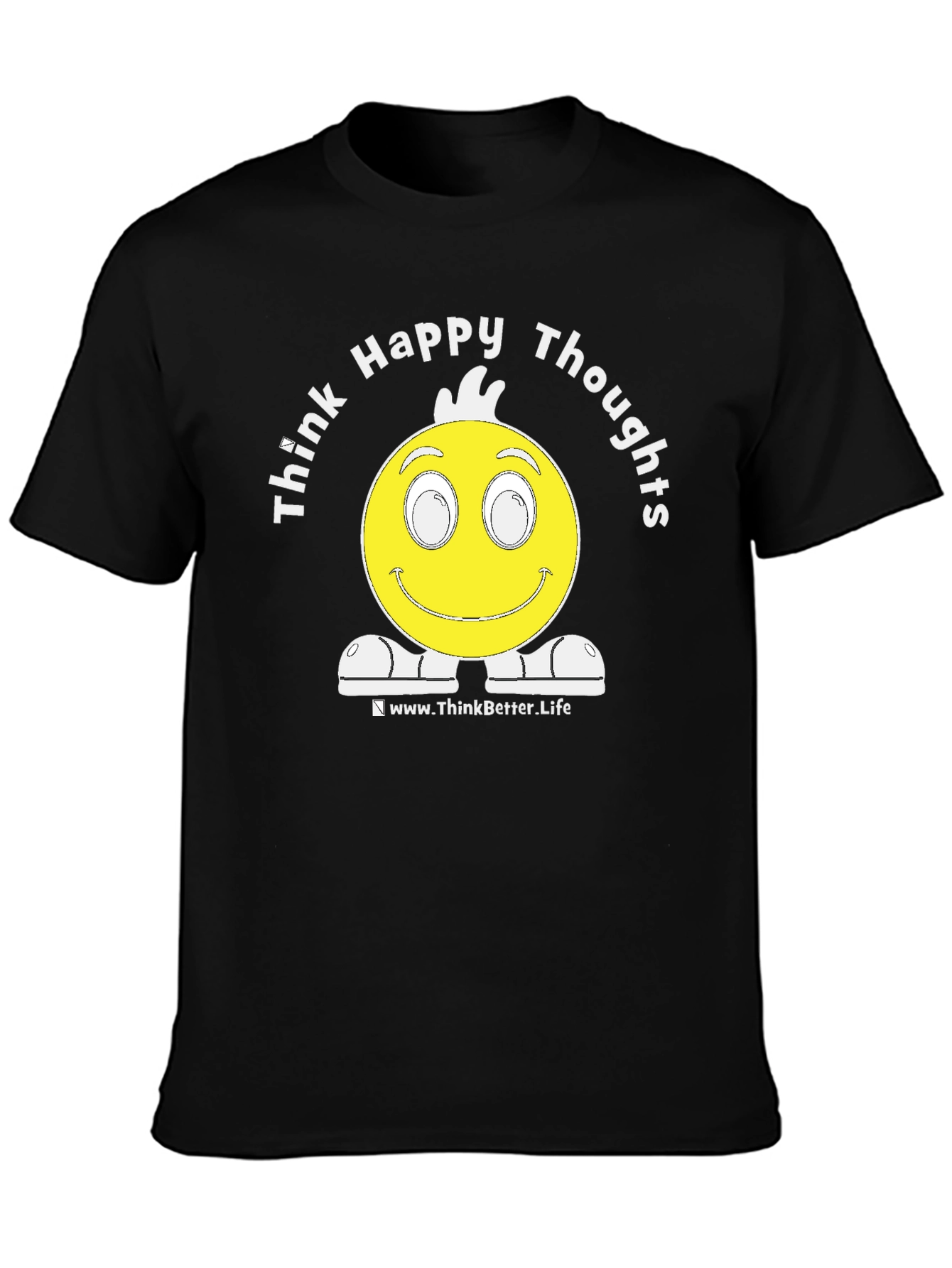 Think Happy Thoughts Black Graphic T-Shirt