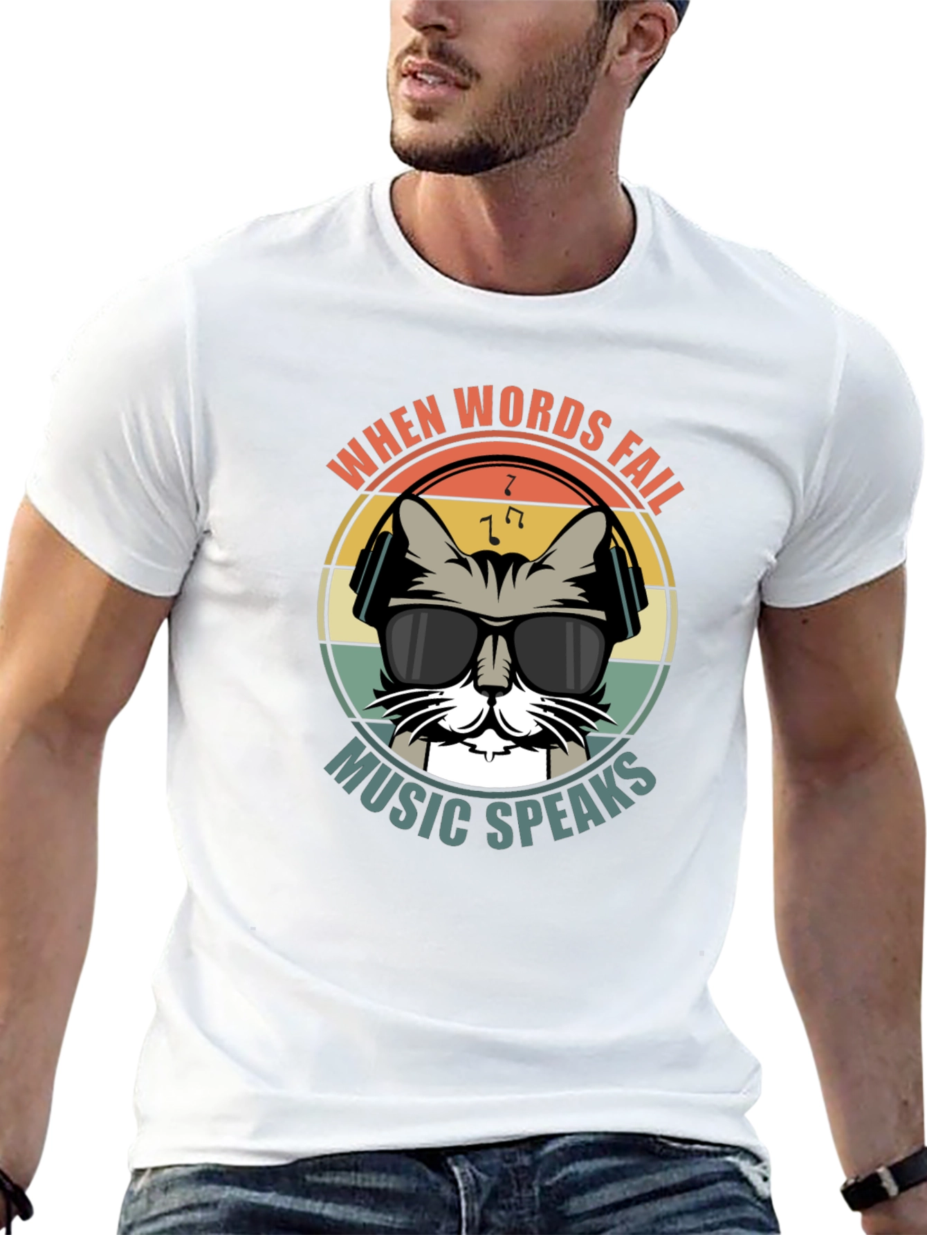 When Words Fail Music Speaks Cat T-Shirt