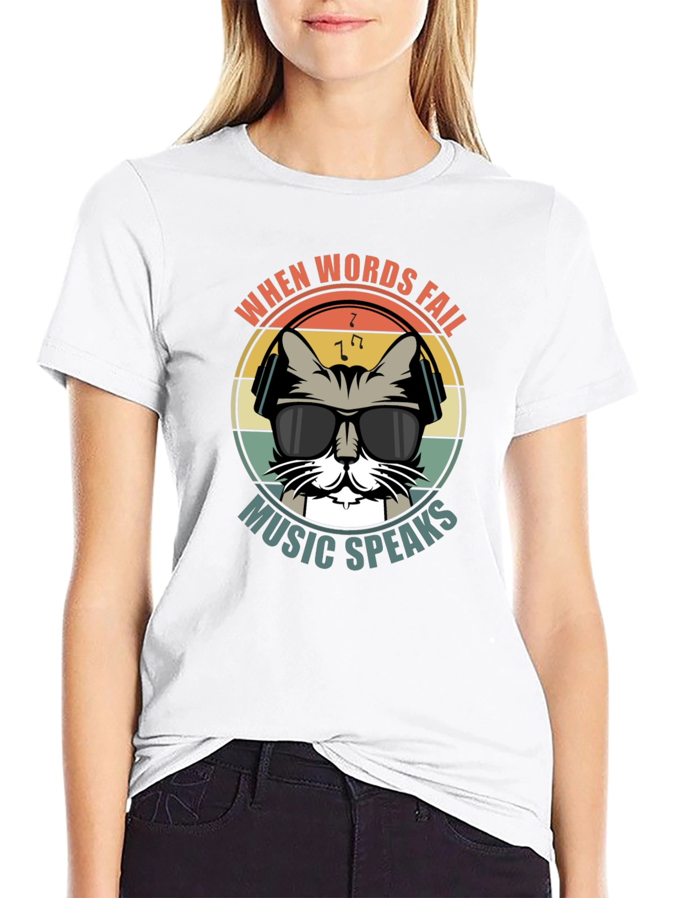 When Words Fail Music Speaks Cat T-Shirt