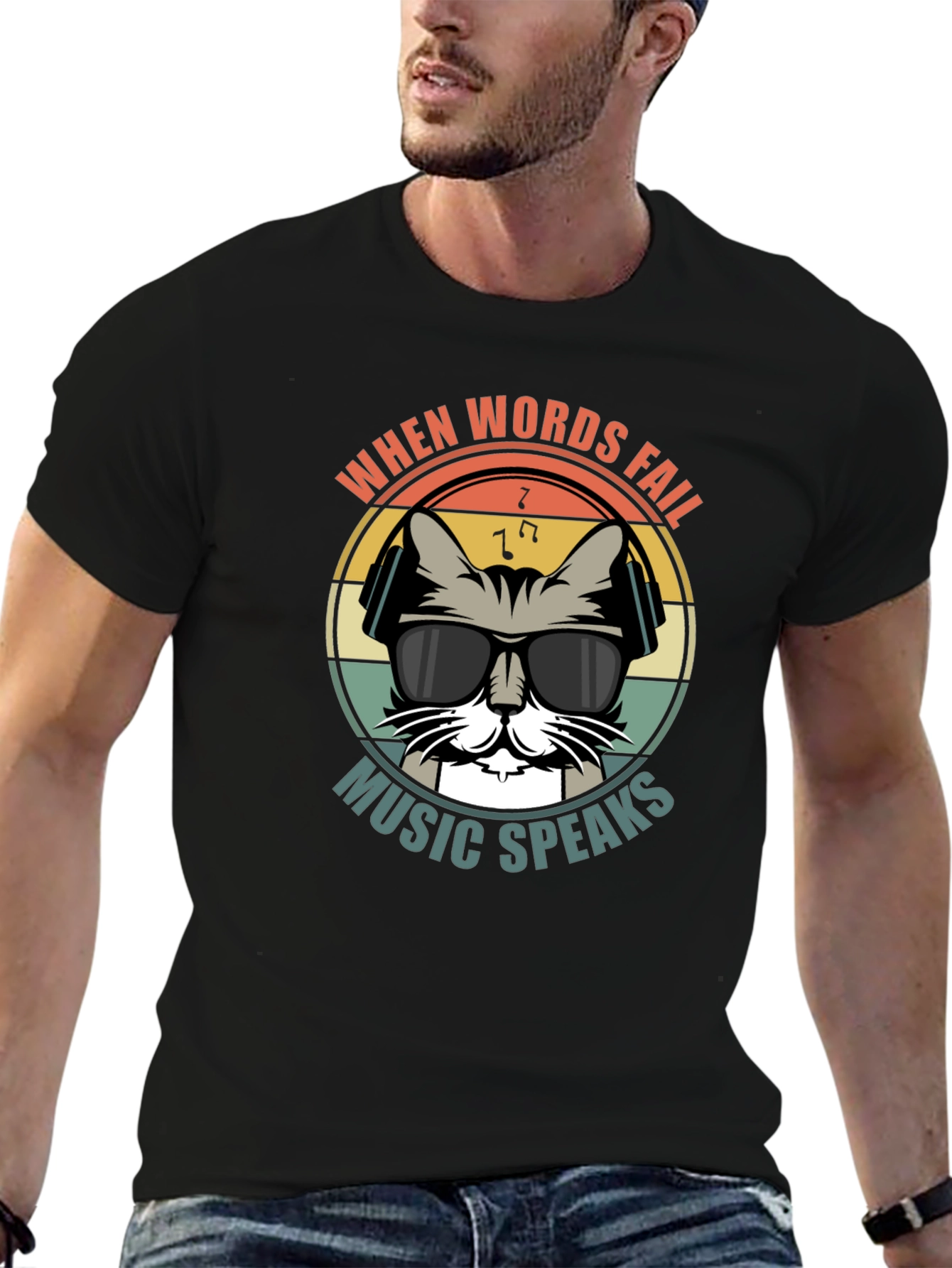 When Words Fail Music Speaks Cat T-Shirt