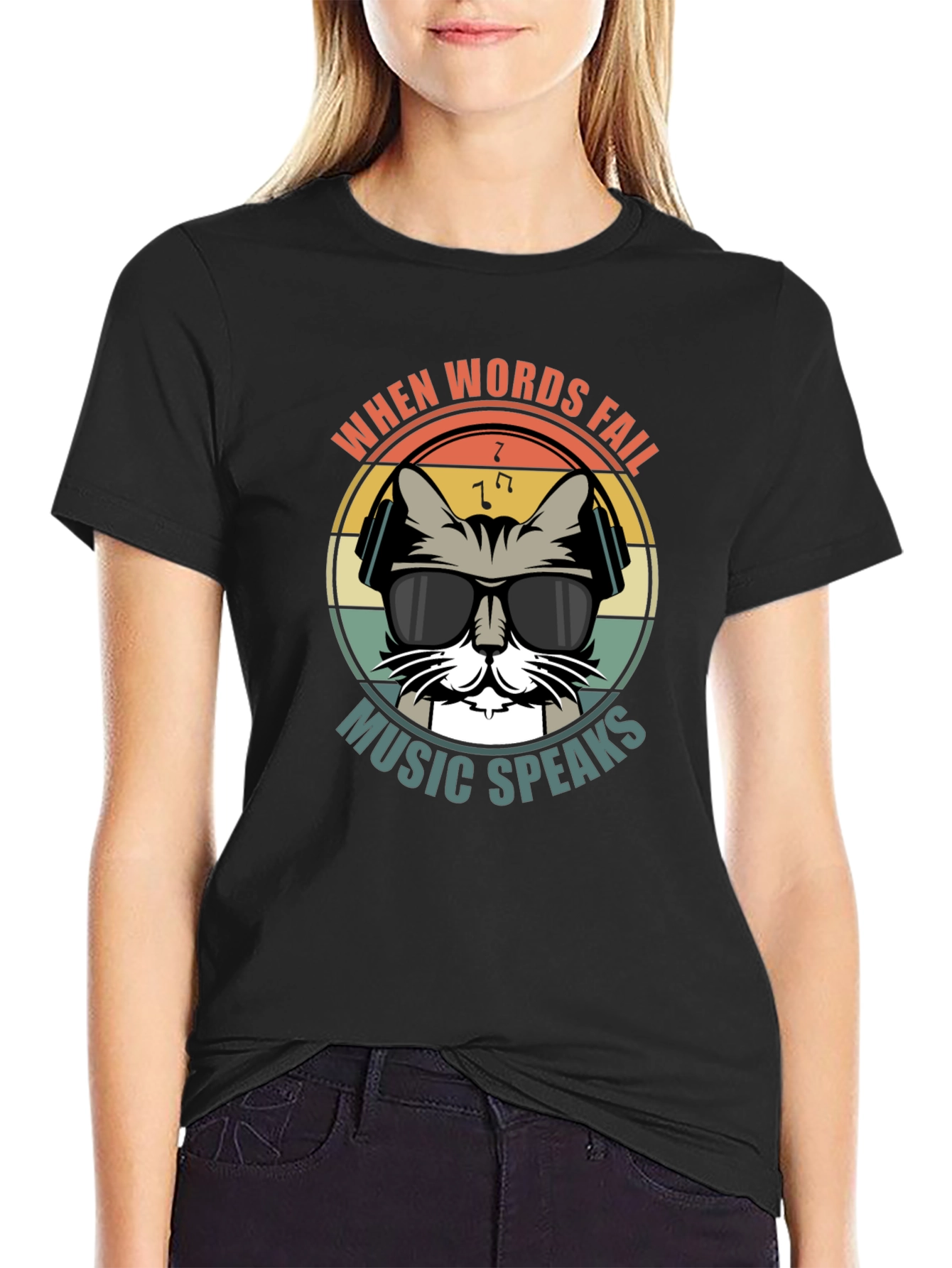 When Words Fail Music Speaks Cat T-Shirt