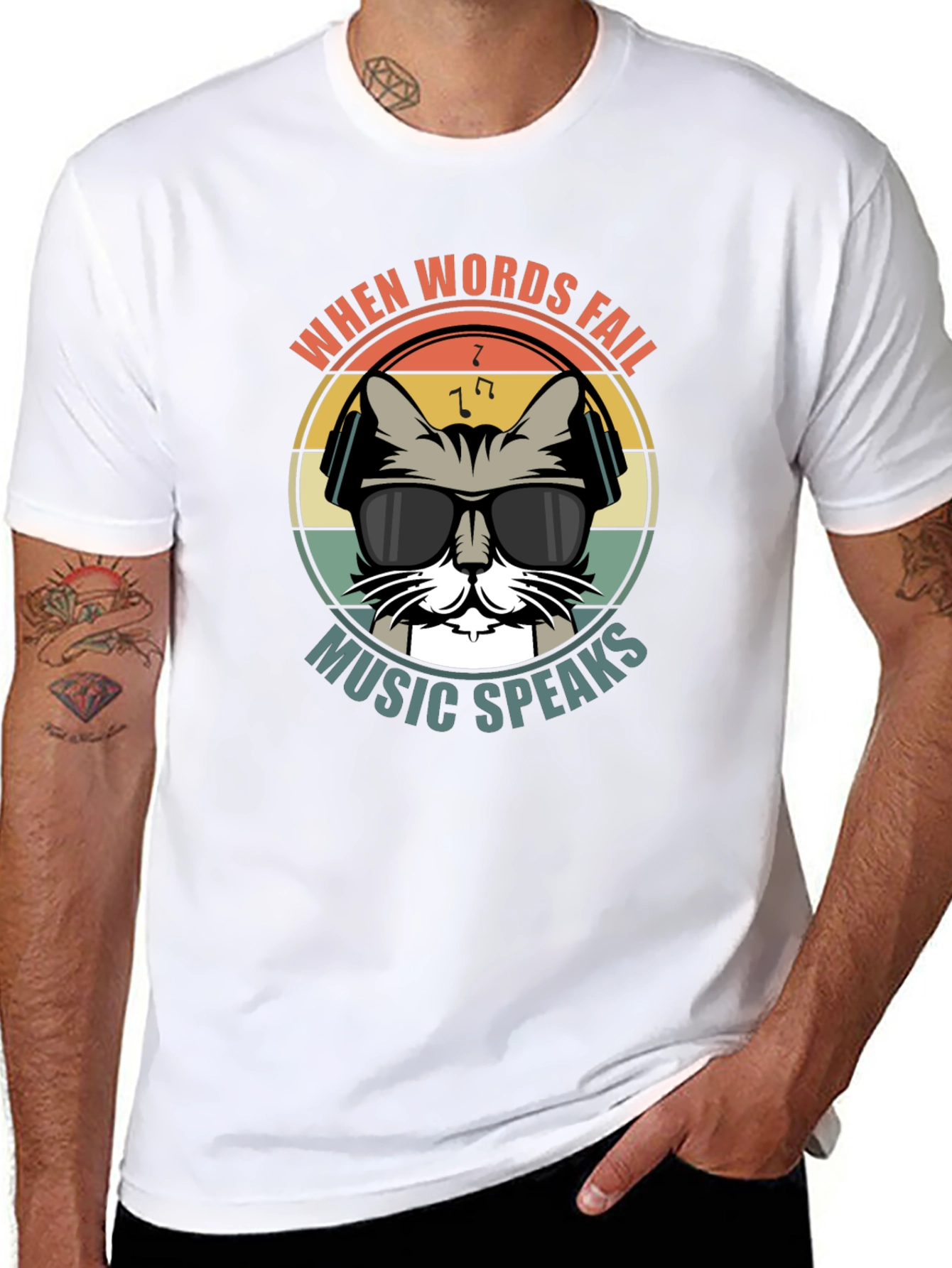 When Words Fail Music Speaks Cat T-Shirt