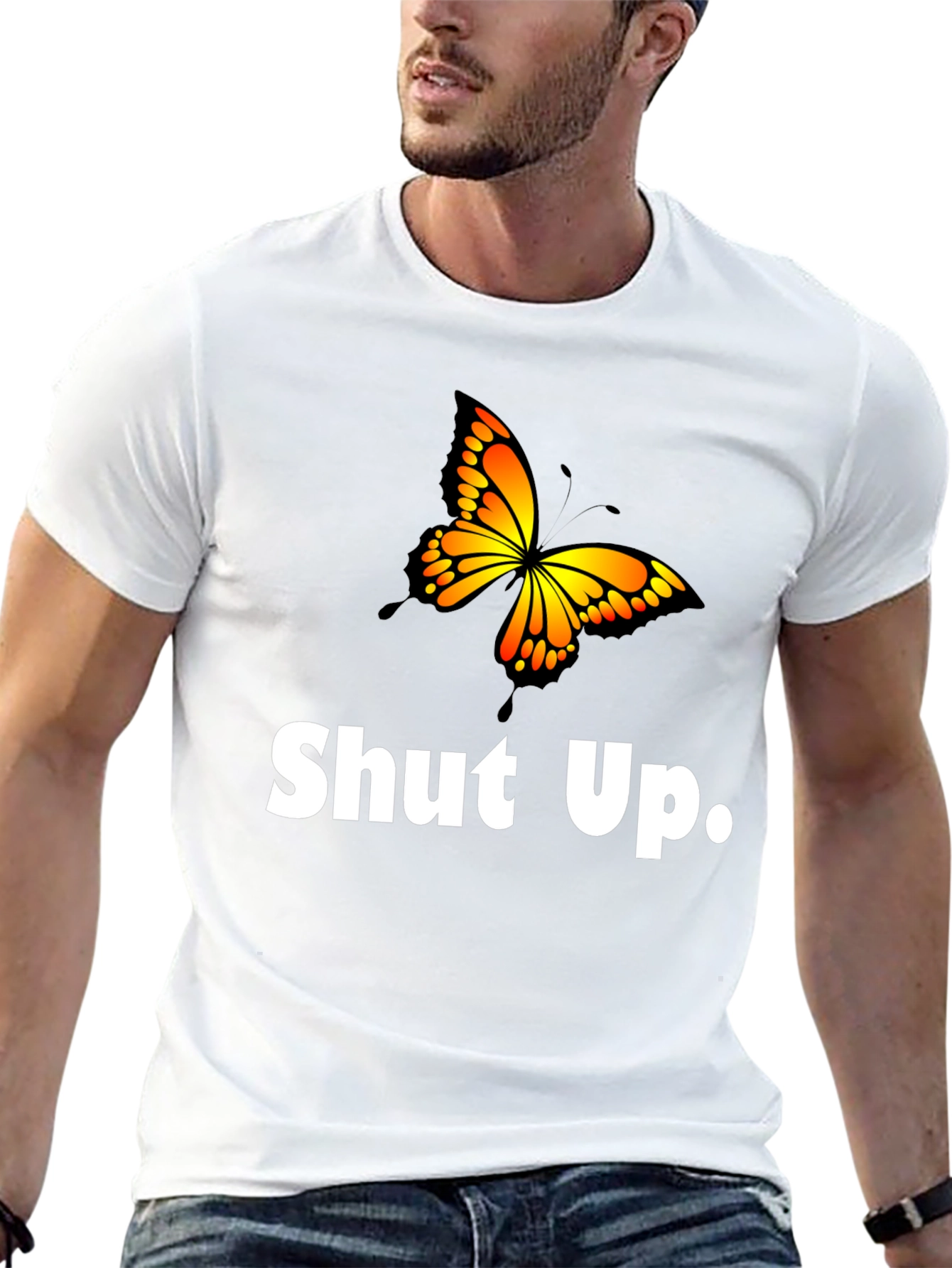 Shut Up Butterfly Graphic T-Shirt
