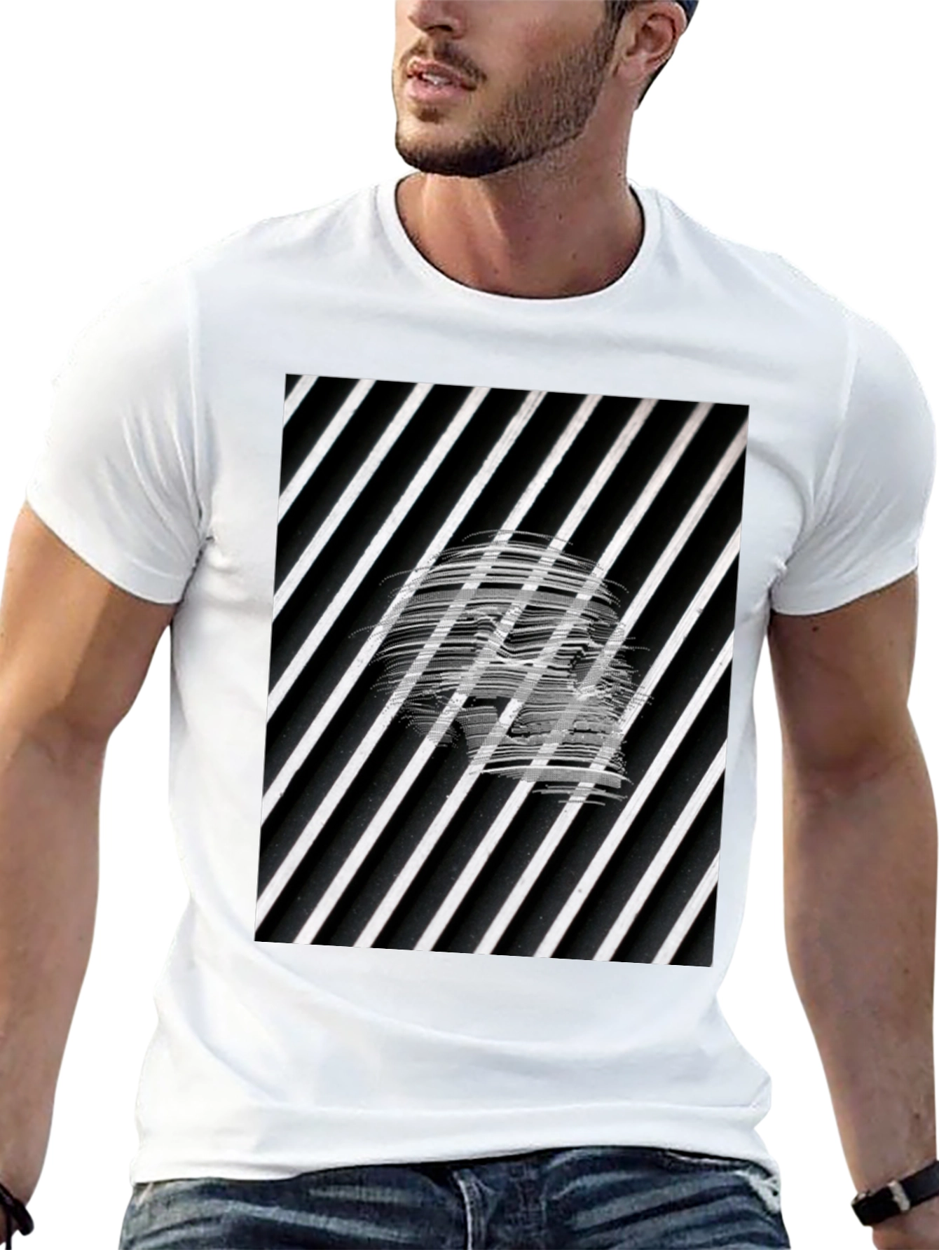 Abstract Graphic Tee - Black Cotton Blend