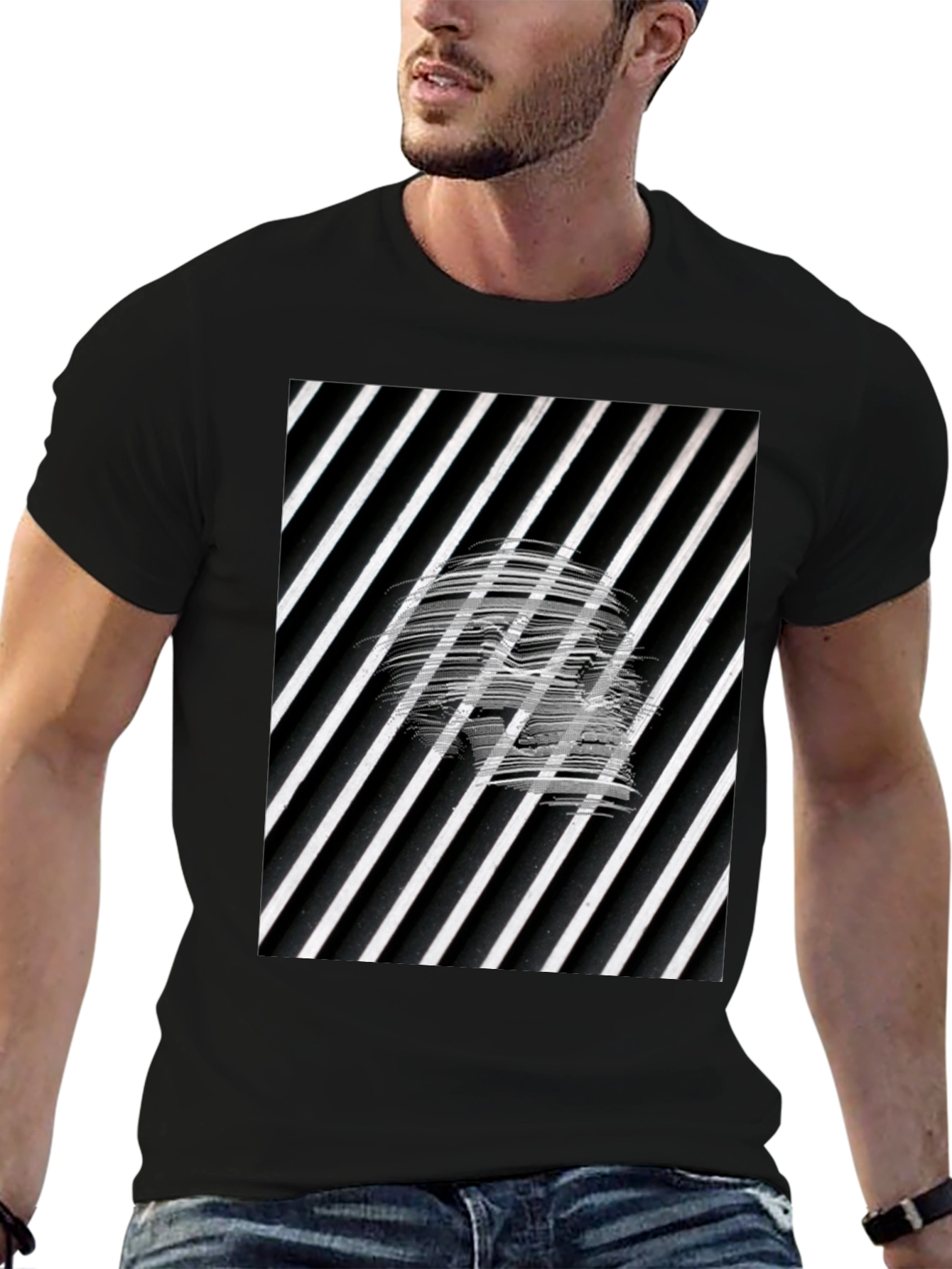Abstract Graphic Tee - Black Cotton Blend