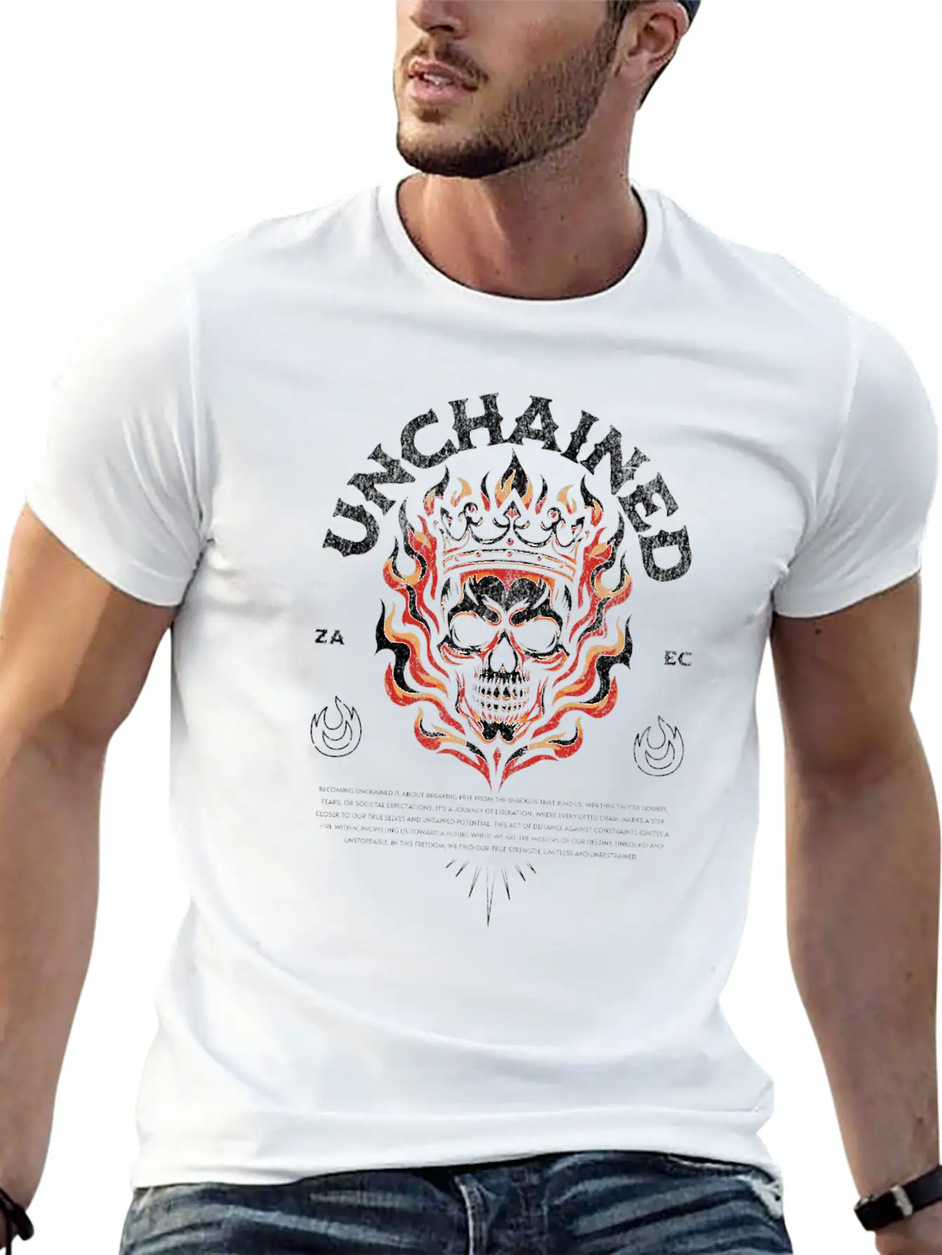 Unchained T-Shirt: Fiery Crowned Skull Unisex Casual T-Shirt – Clean Design For Daily Comfort