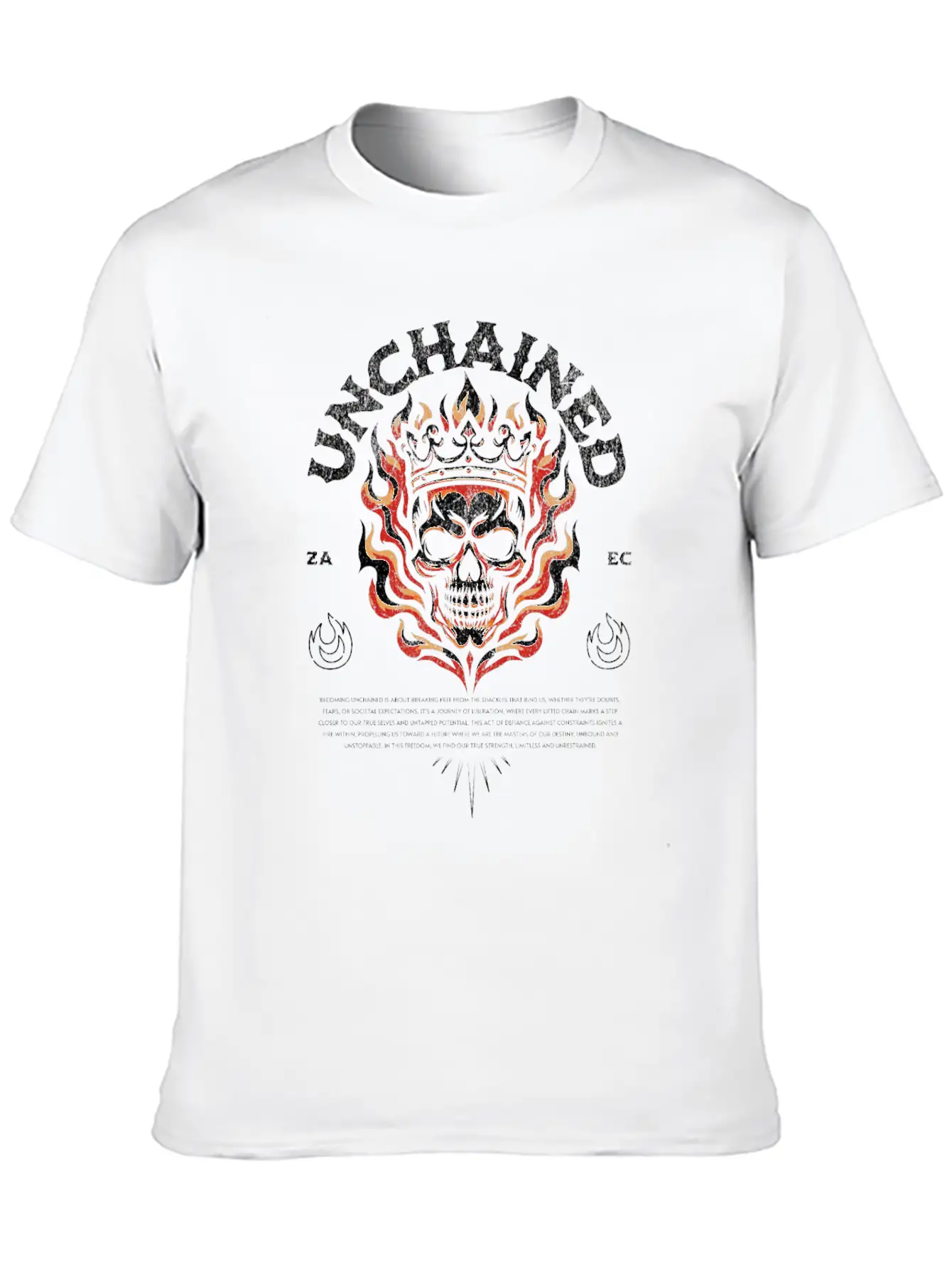 Unchained T-Shirt: Fiery Crowned Skull Unisex Casual T-Shirt – Clean Design For Daily Comfort