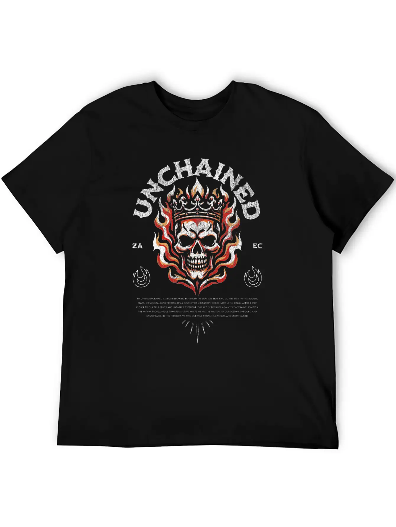 Unchained T-Shirt: Fiery Crowned Skull Unisex Casual T-Shirt – Clean Design For Daily Comfort