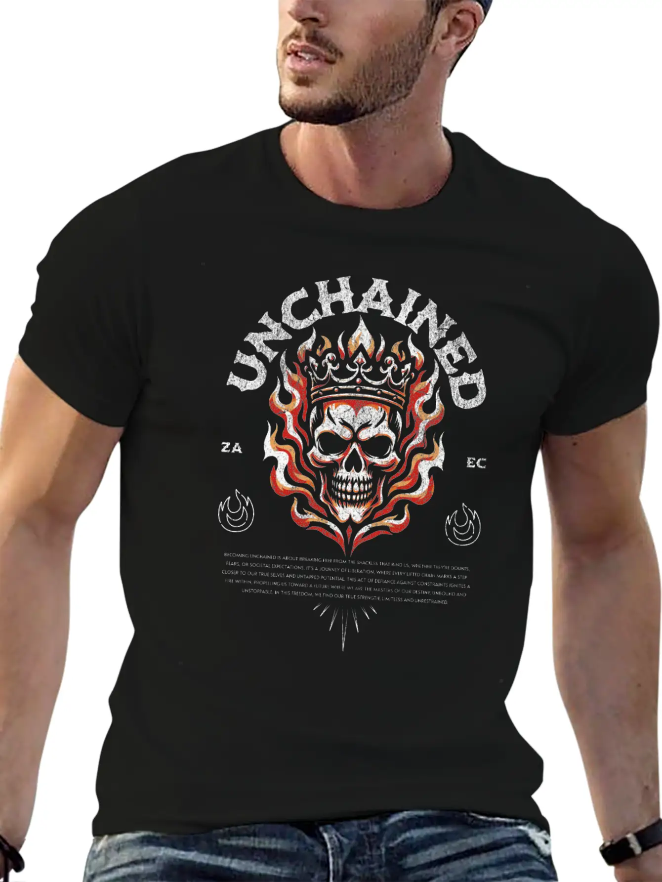 Unchained T-Shirt: Fiery Crowned Skull Unisex Casual T-Shirt – Clean Design For Daily Comfort