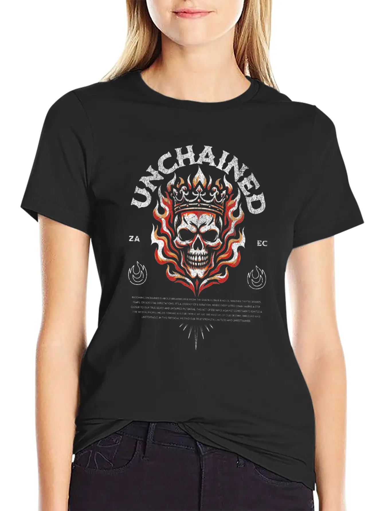 Unchained T-Shirt: Fiery Crowned Skull Unisex Casual T-Shirt – Clean Design For Daily Comfort
