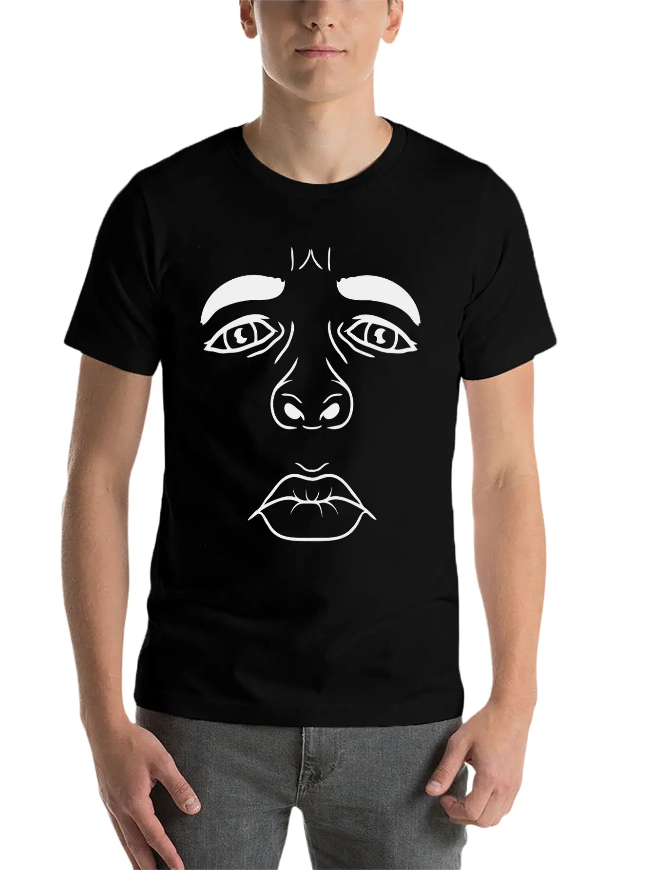 Unhappy Man Sad Face Lightweight Cotton T-Shirt – Daily Comfort Graphic Shirt