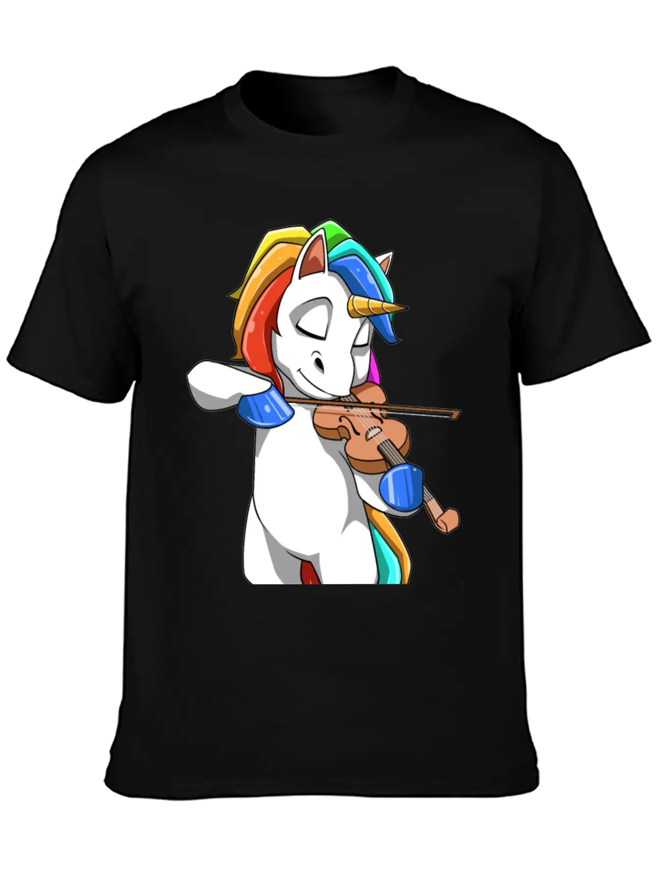 Unicorn Plays The Violin Stylish Everyday T-Shirt – Unisex Basic Cotton Tee