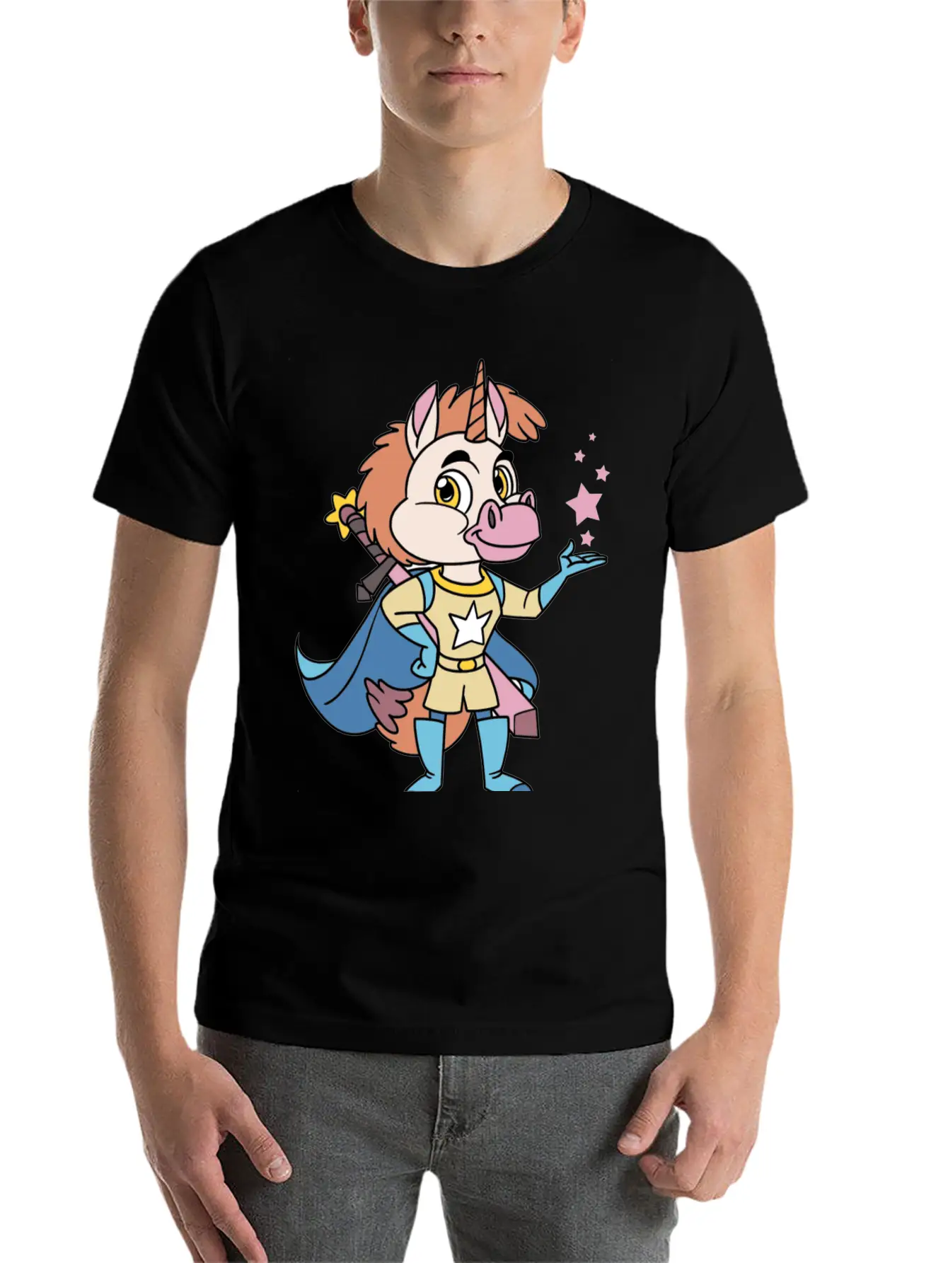 Unicorn Superhero Lightweight Cotton T-Shirt – Daily Comfort Graphic Shirt