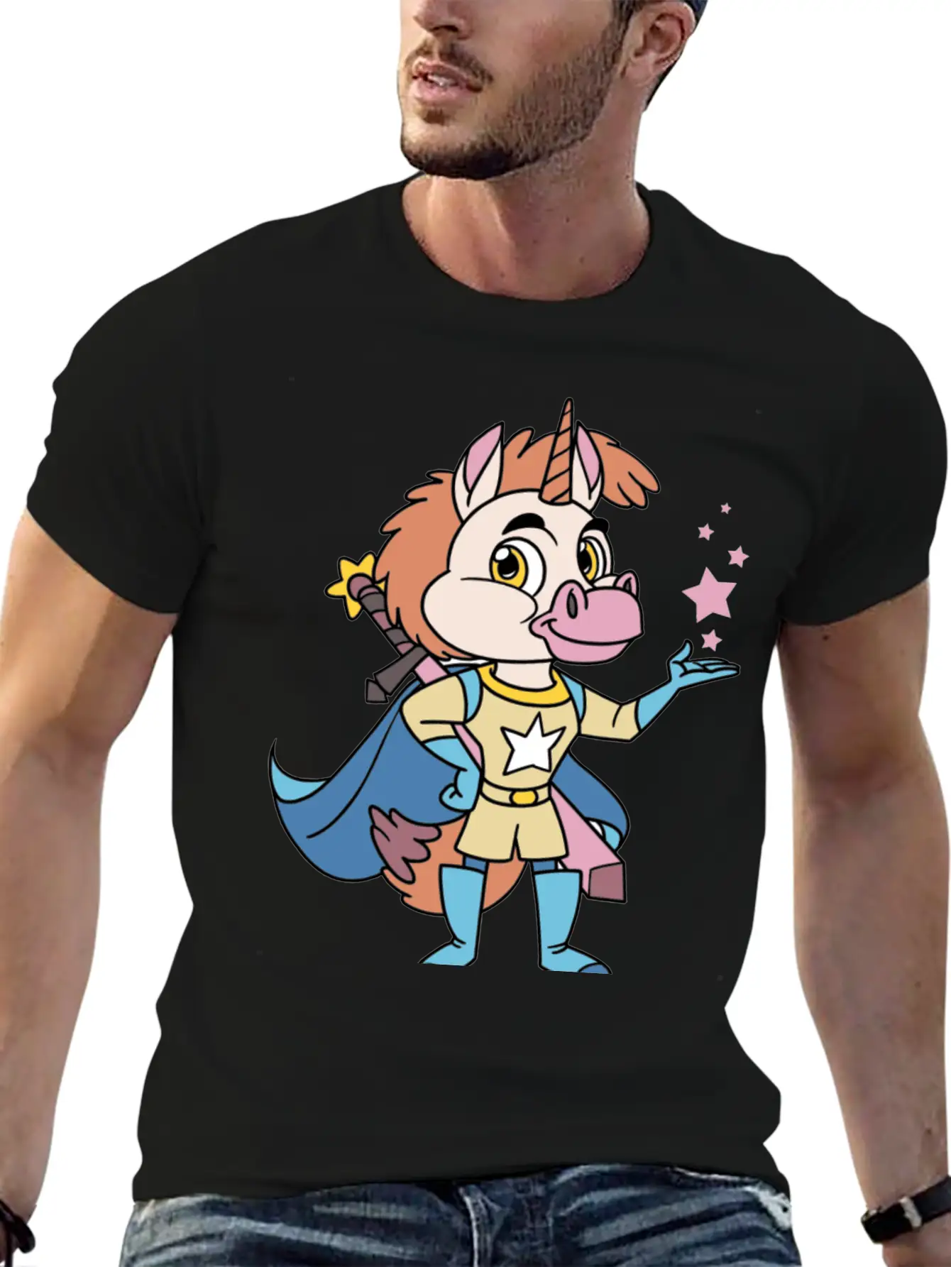 Unicorn Superhero Lightweight Cotton T-Shirt – Daily Comfort Graphic Shirt
