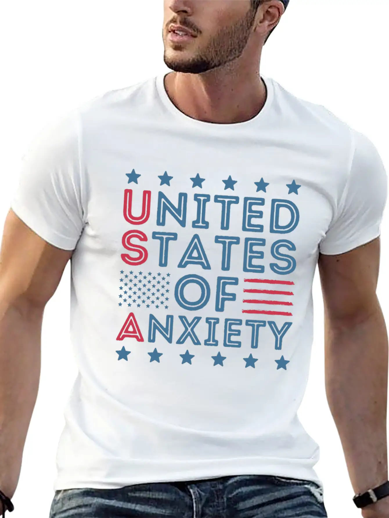 United States Of Anxiety Sarcastic Basic Graphic T-Shirt – Daily Comfort In Soft Cotton